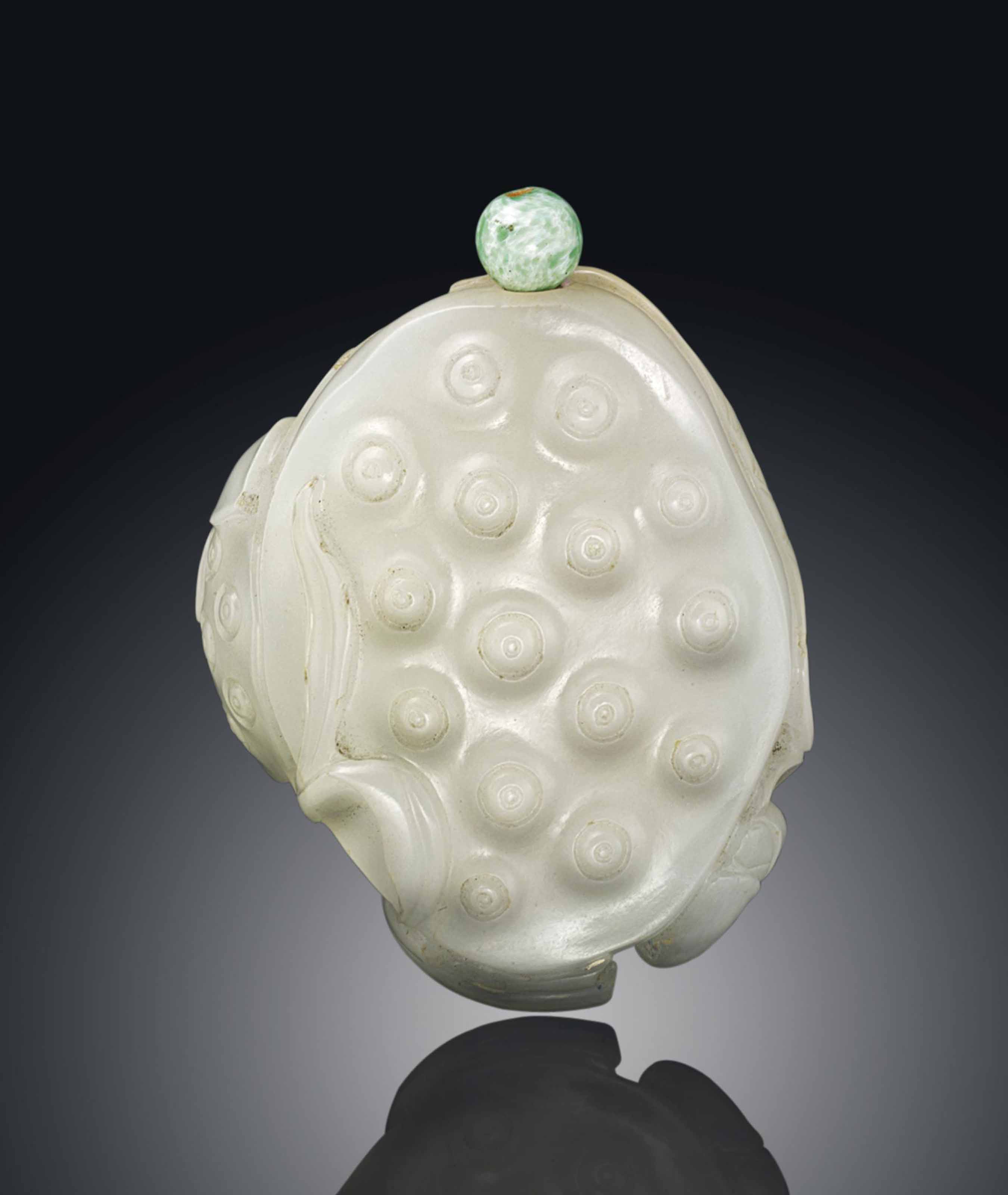 A WHITE JADE LOTUS POD SNUFF BOTTLE 18TH 19TH CENTURY Christie s