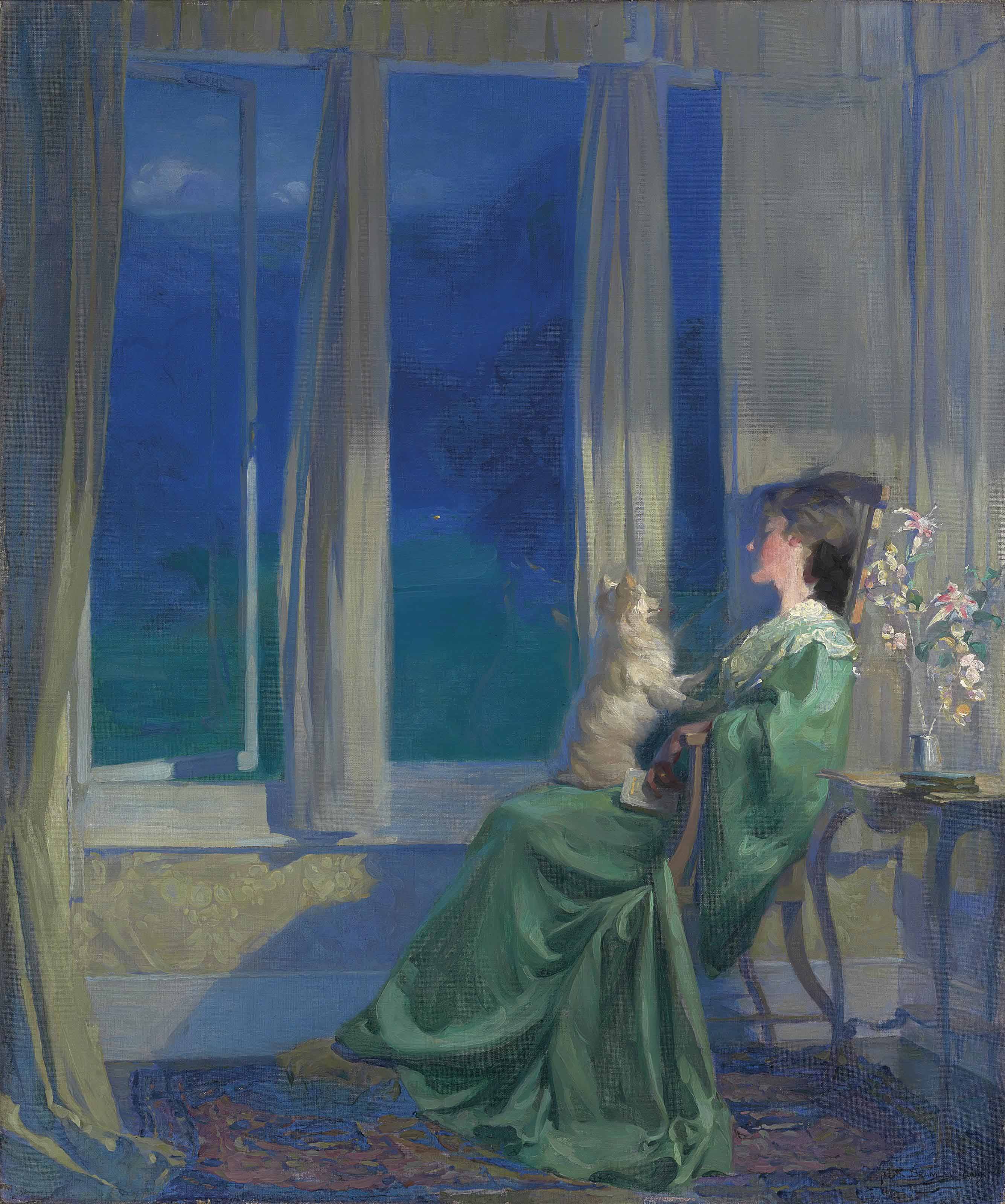 Frank Bramley R A 1857 1915 When The Blue Evening Slowly