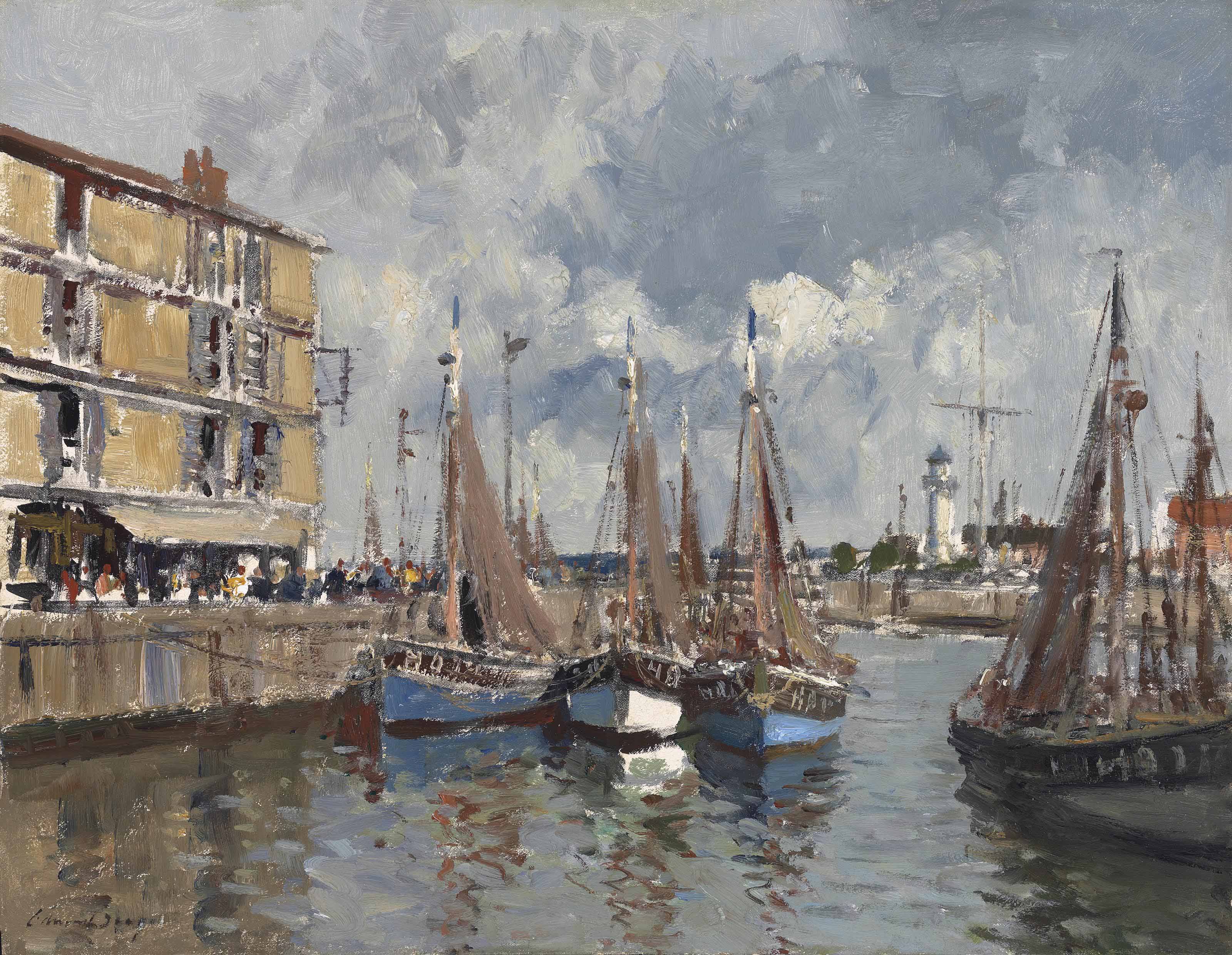 Edward Seago, R.W.S., R.B.A. (19101974) , Fishing boats, Honfleur
