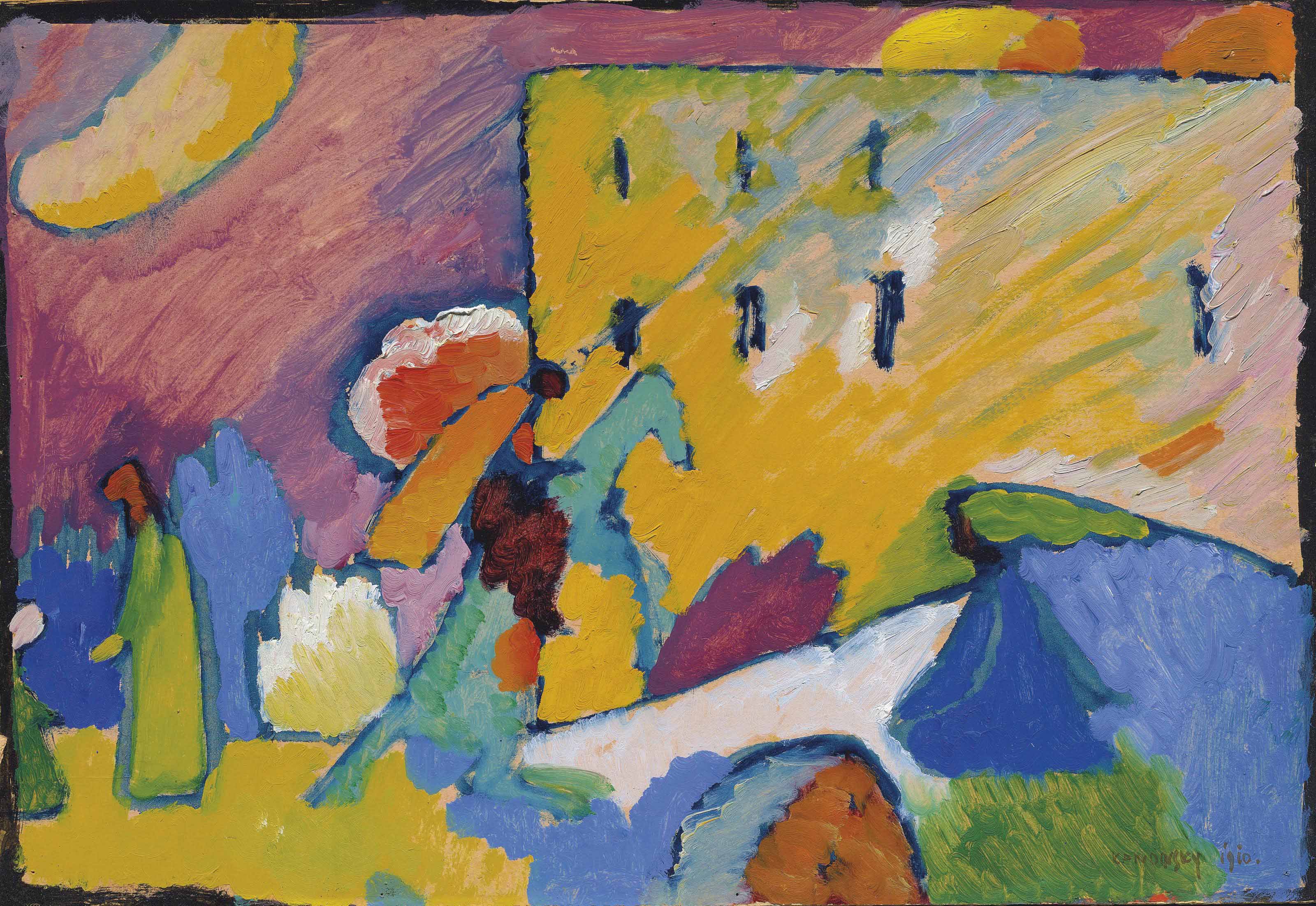Wassily Kandinsky (1866-1944), Studie zu Improvisation 3, 1909. 17⅝ x 25&frac12;  in (44.7 x 64.7 cm). Sold for &pound;13,501,875 on 18 June 2013  at Christie&rsquo;s in London