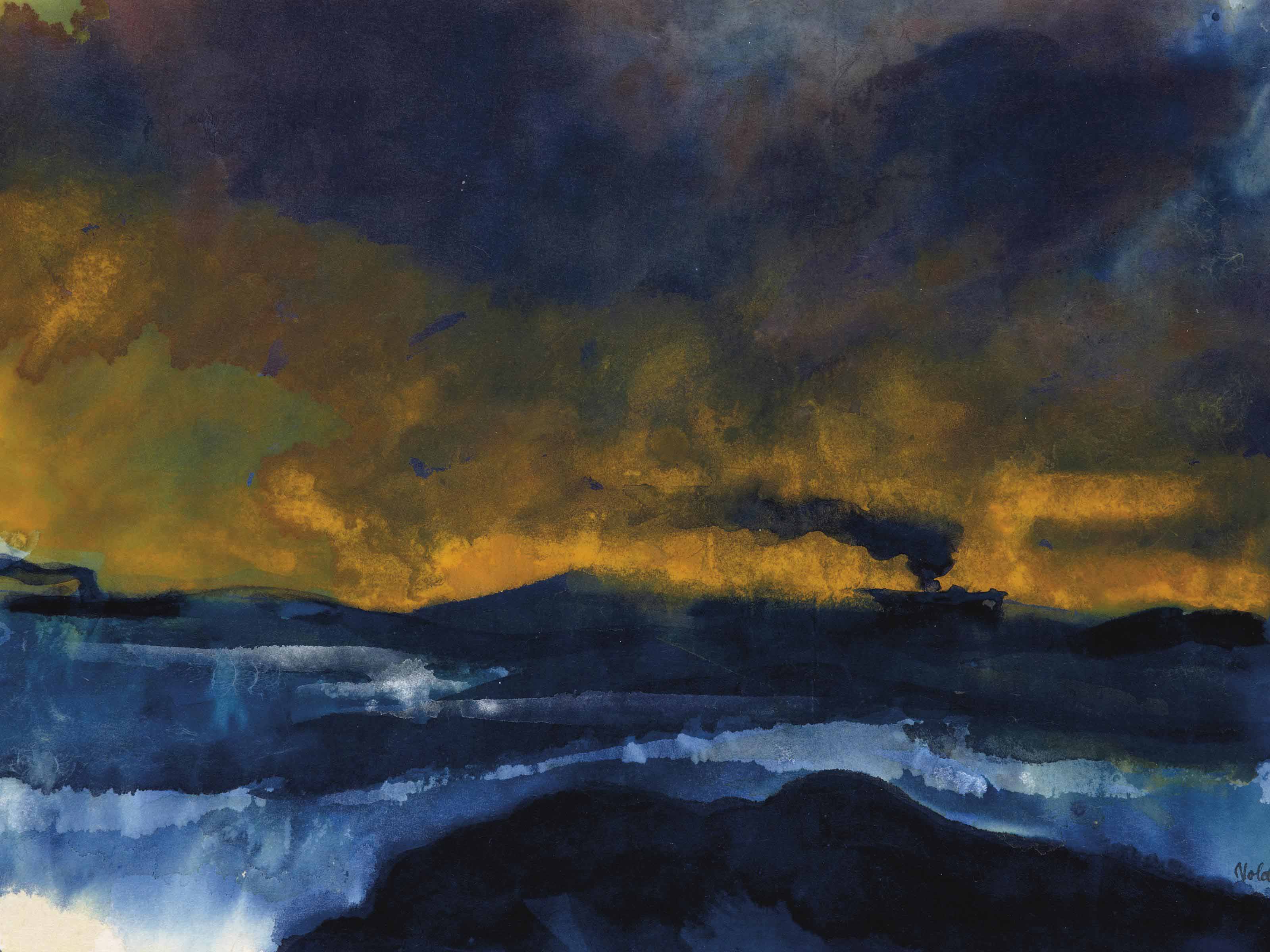 Emil Nolde (18671956) , Meer mit zwei qualmenden Dampfern Christie's