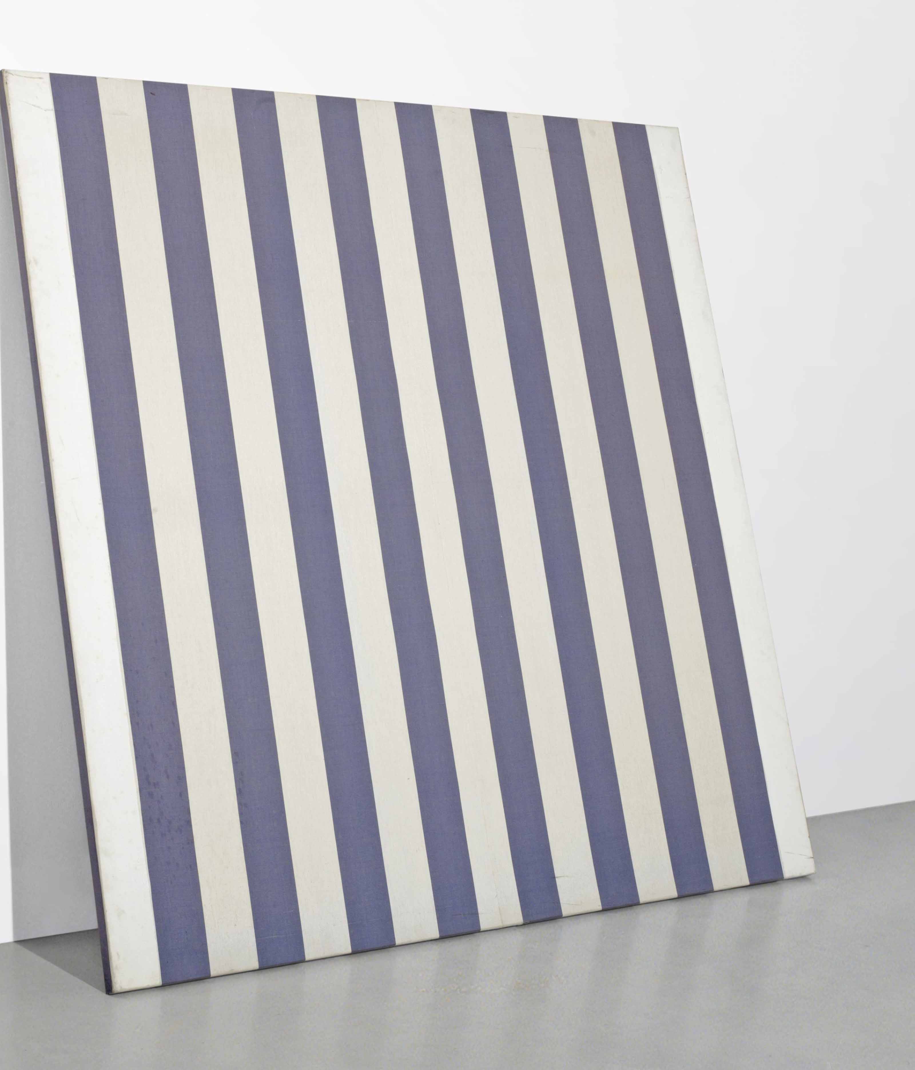 Daniel Buren B 1938 Peinture Acrylique Blanche Sur Tissu Raye Blanc Et Bleu 1970s Paintings Christie S