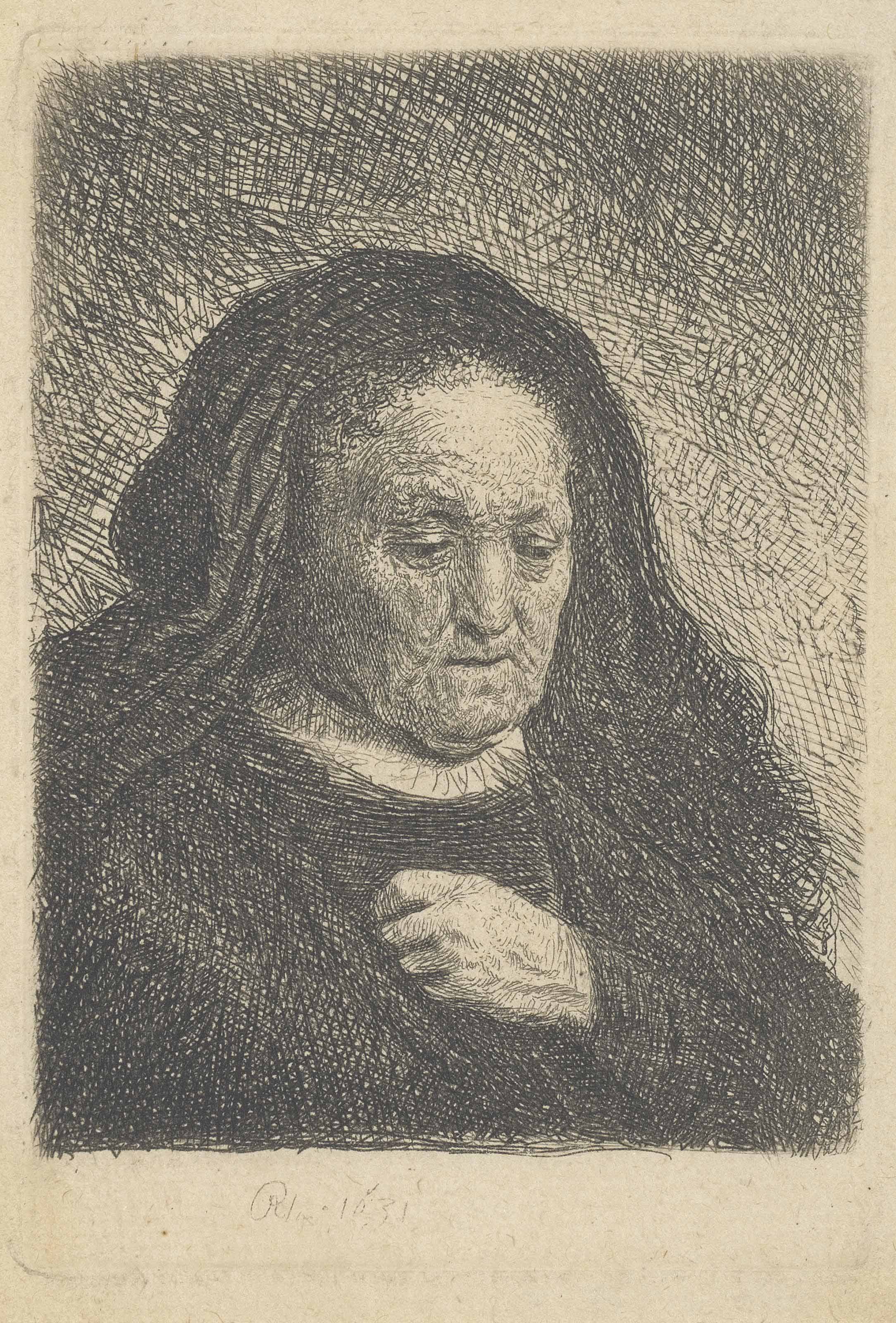 Rembrandt's Mother with Hand on Chest (B., Holl. 349; H.50; New Holl. 87)
