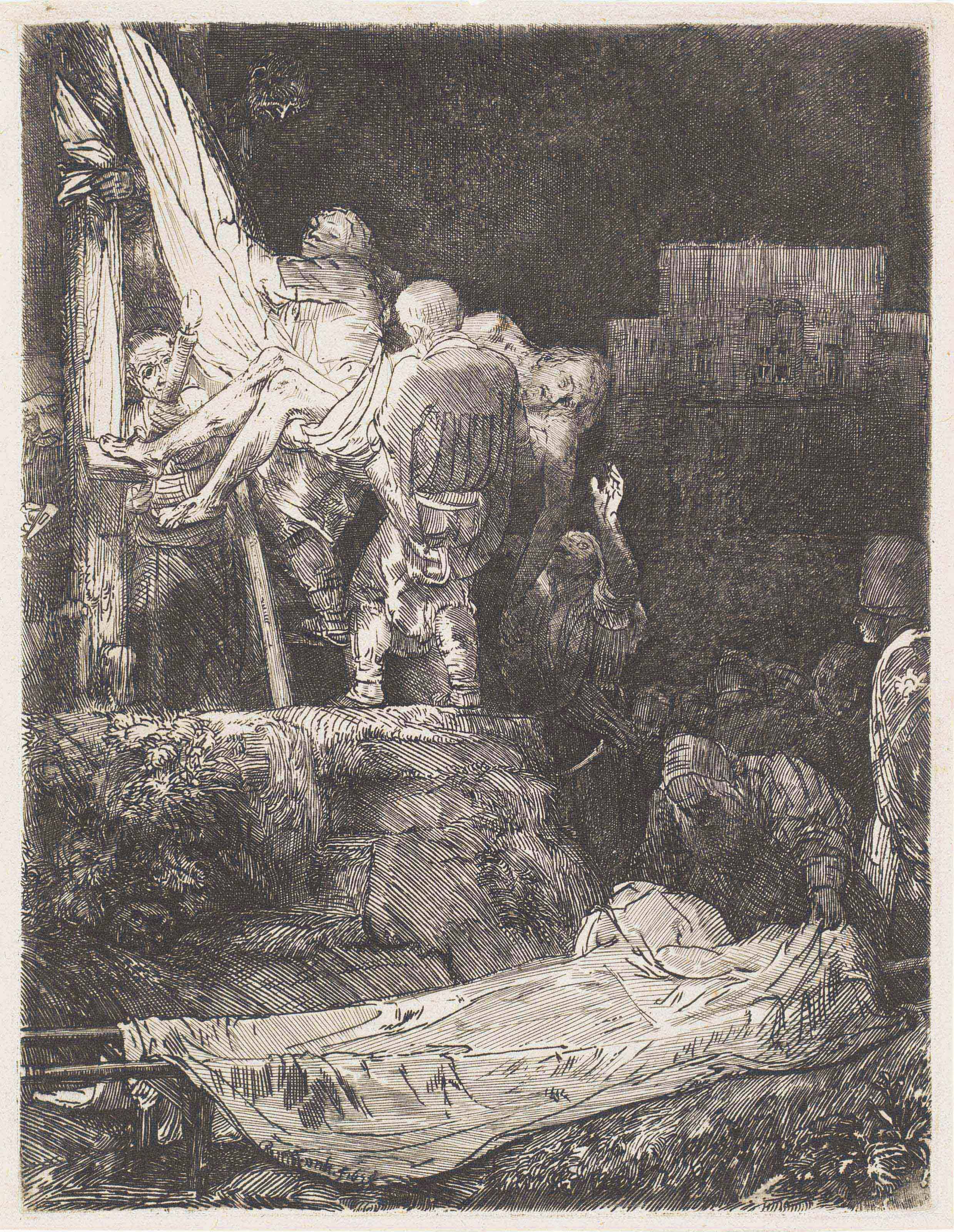 The Descent from the Cross by Torchlight (B., Holl. 83; H. 280; New Holl. 286)

