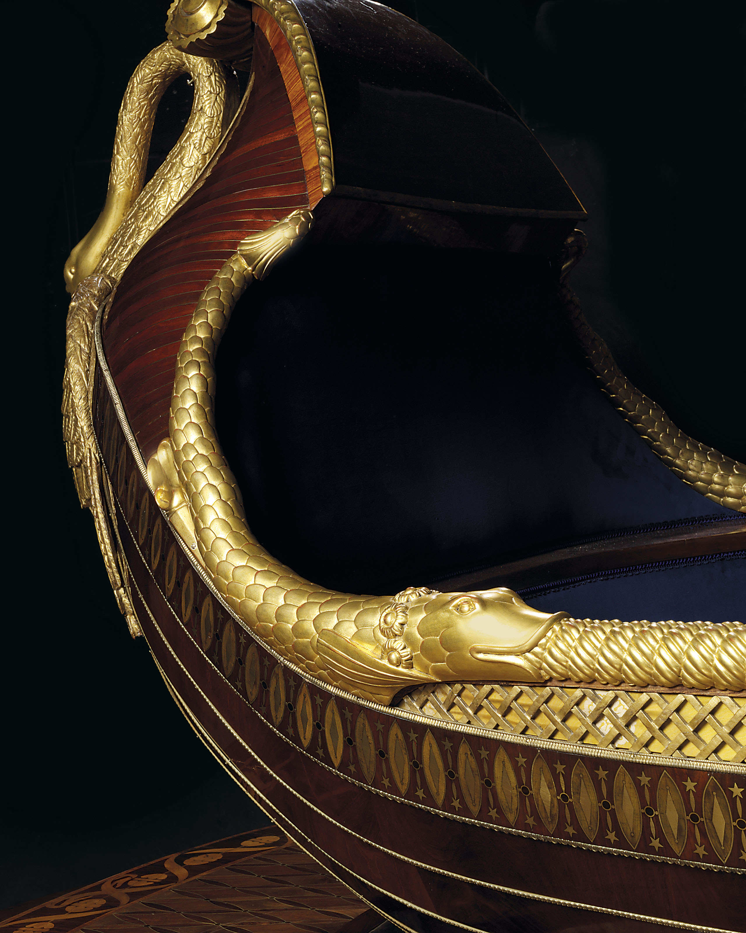 A SPANISH GILTMETALMOUNTED, GILTWOOD AND BRASSINLAID MAHOGANY, BOIS