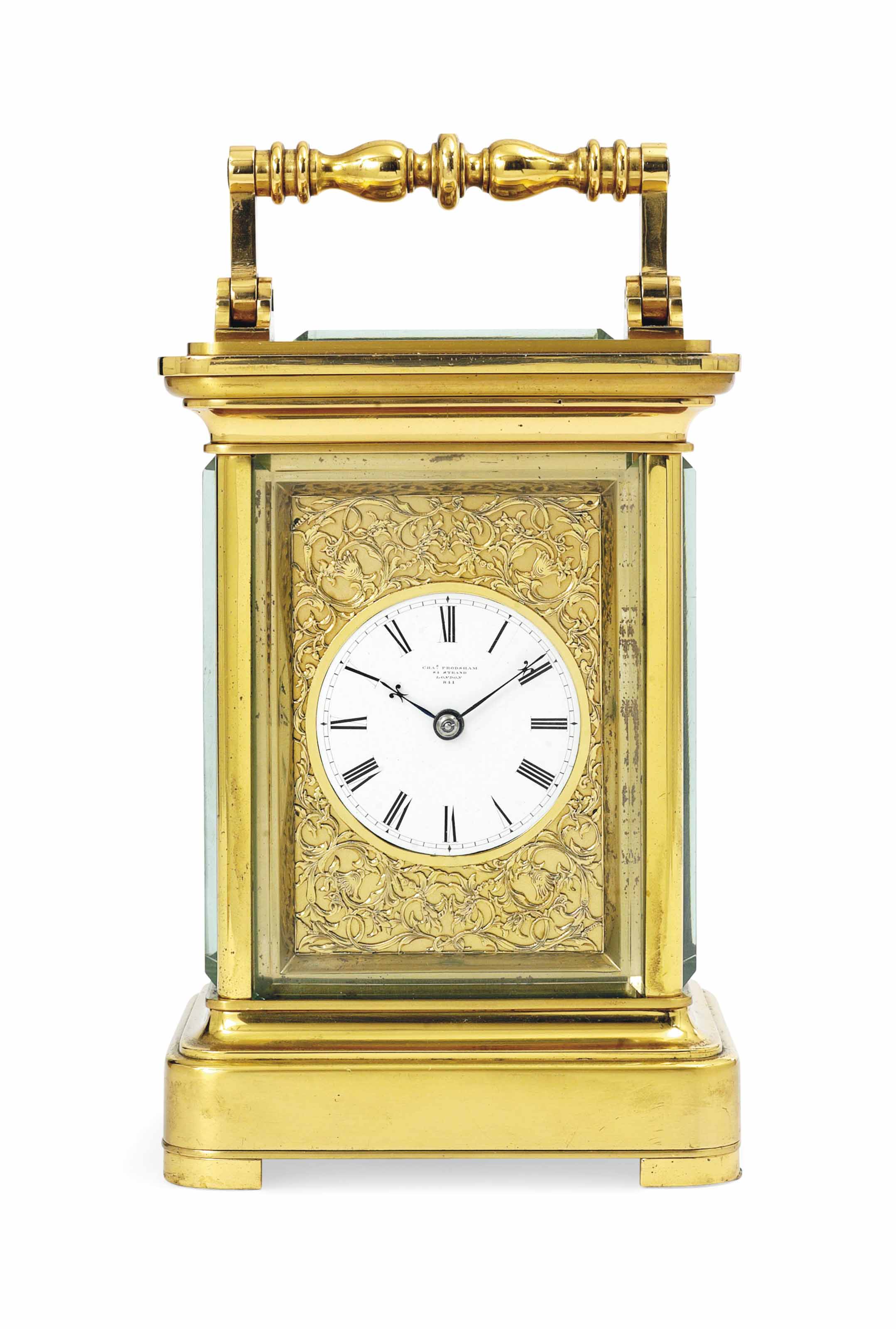 A VICTORIAN GIANT GILTBRASS STRIKING CARRIAGE CLOCK , CHARLES FRODSHAM