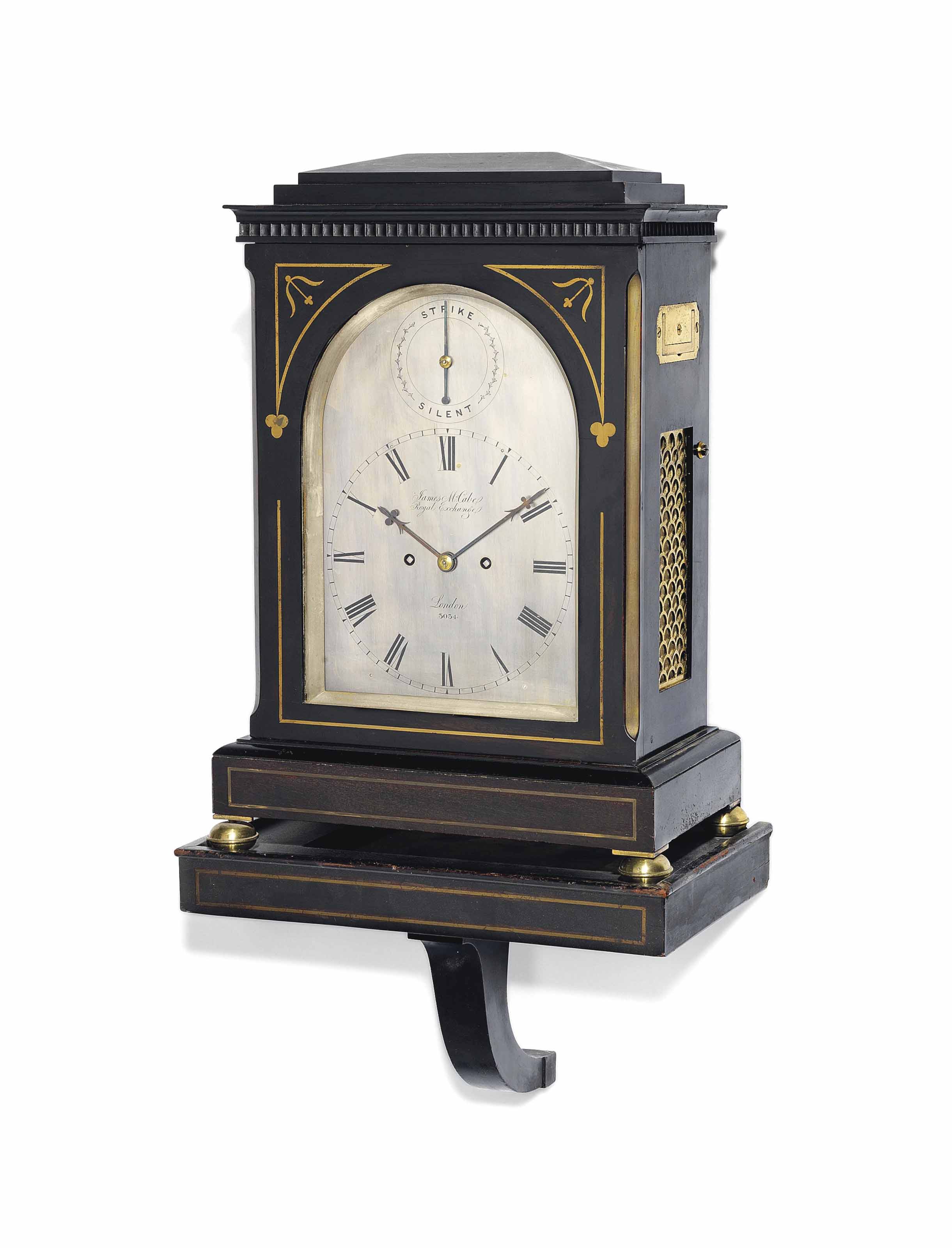 A VICTORIAN BRASSINLAID EBONISED STRIKING BRACKET CLOCK , JAMES MCCABE