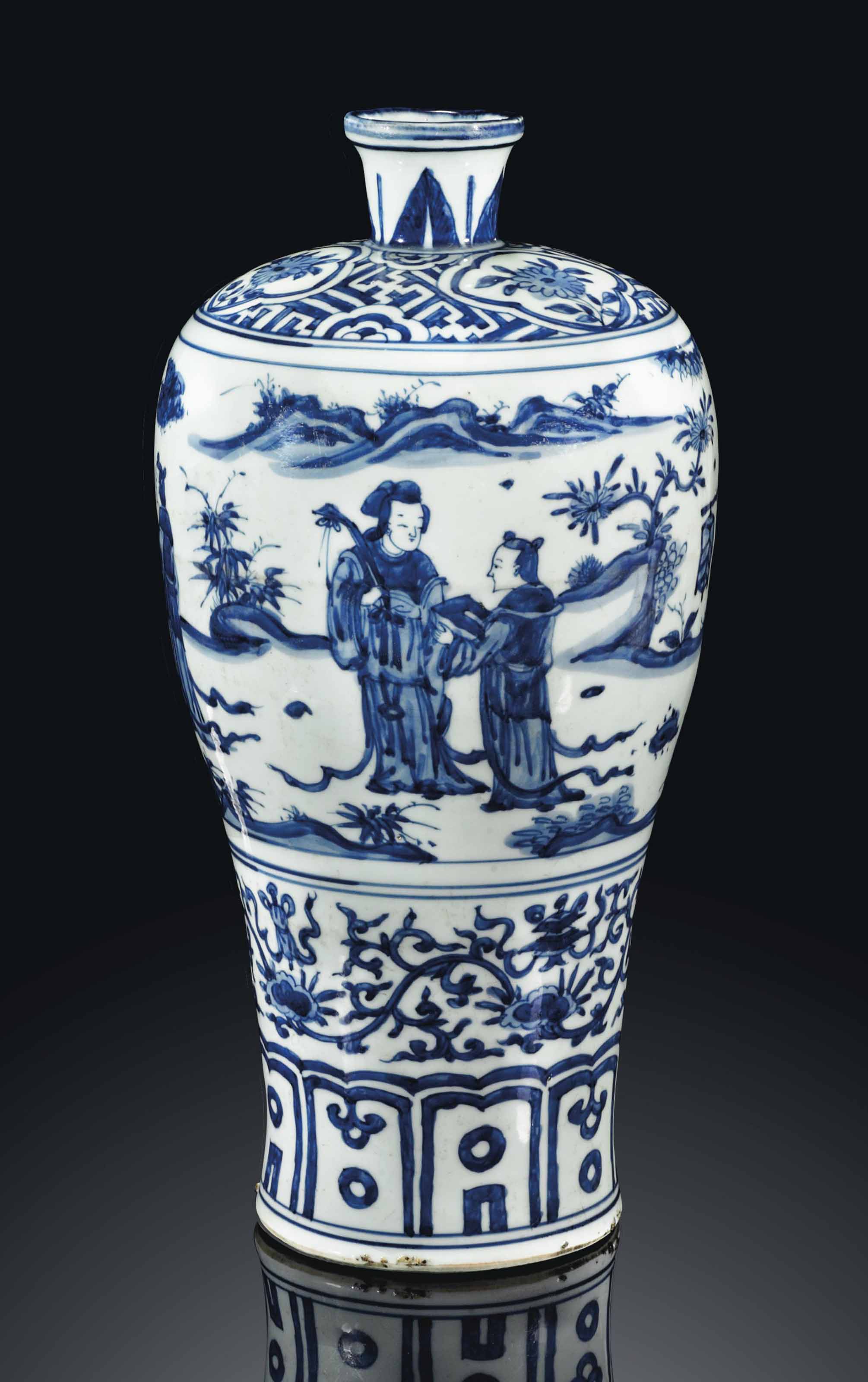 a blue and white vase meiping wanli detailsx