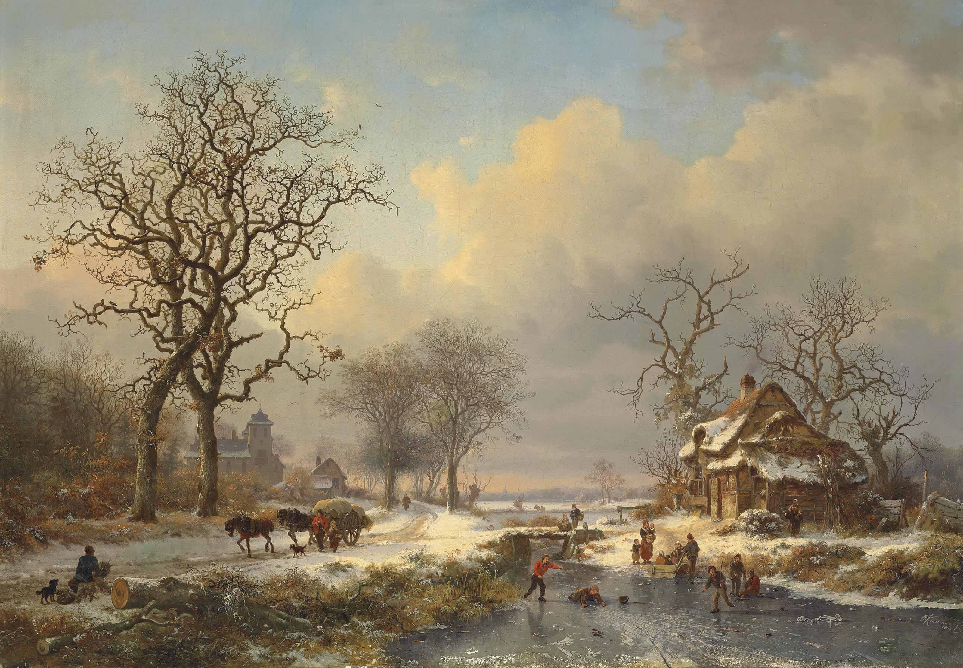 Frederik Marinus Kruseman (Dutch, 18161882) , Winter landscape with