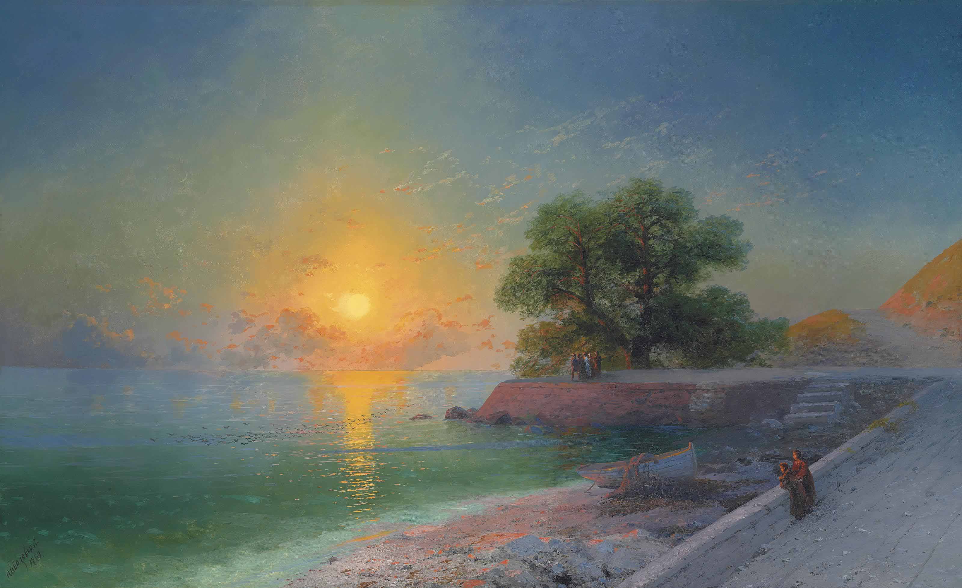 Ivan Aivazovsky (1817-1900) , Promenade at sunset | Christie's