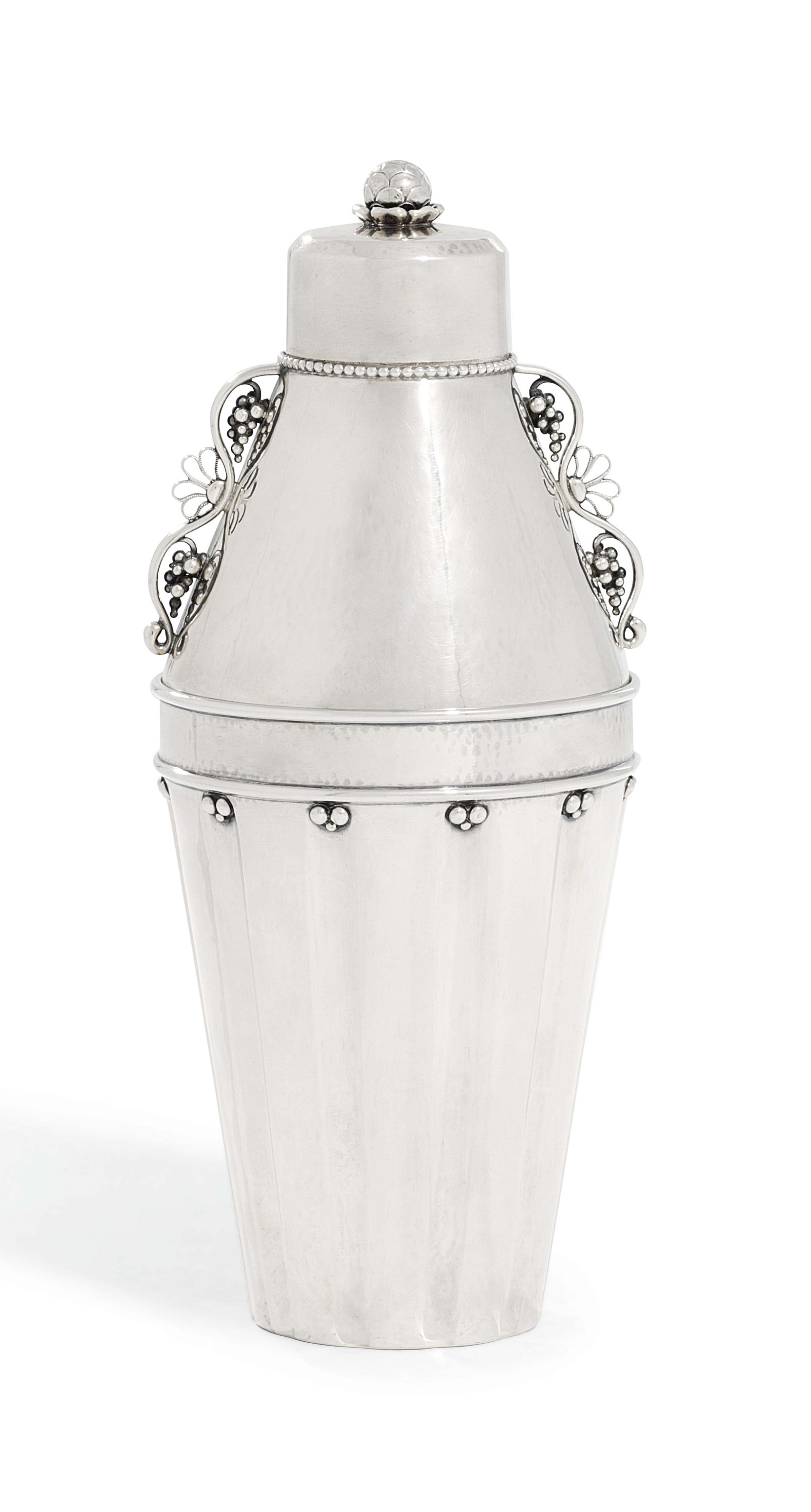 A DANISH COCKTAIL SHAKER DESIGNED BY JENSEN