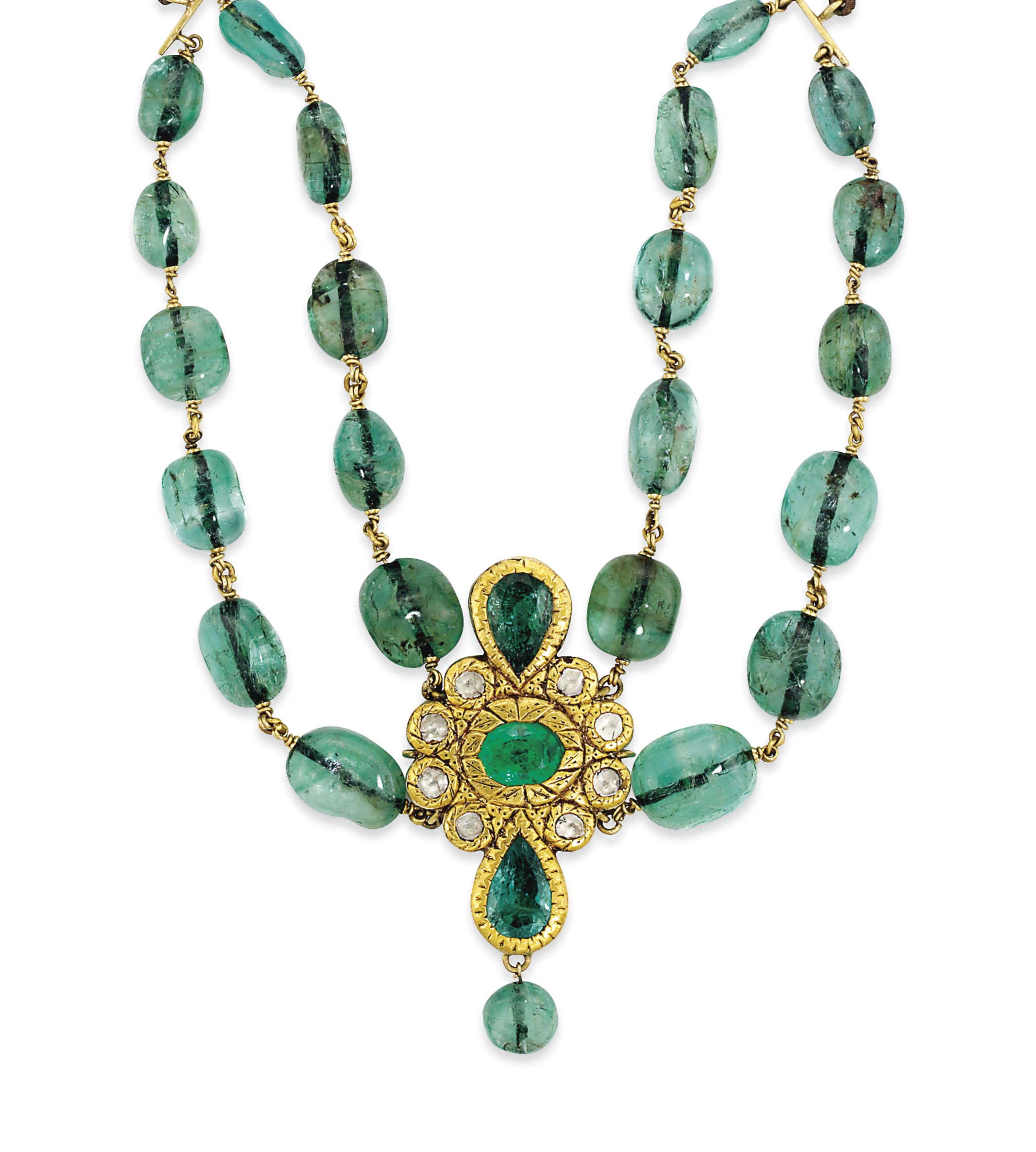 AN INDIAN EMERALD BEAD AND DIAMOND NECKLACE Christie's