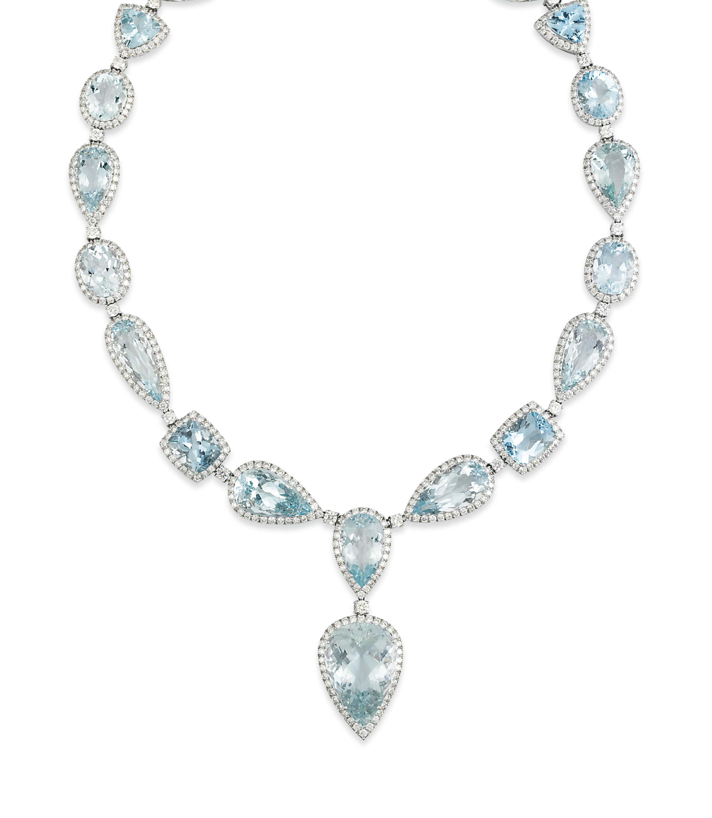 AN AQUAMARINE AND DIAMOND NECKLACE Christie's