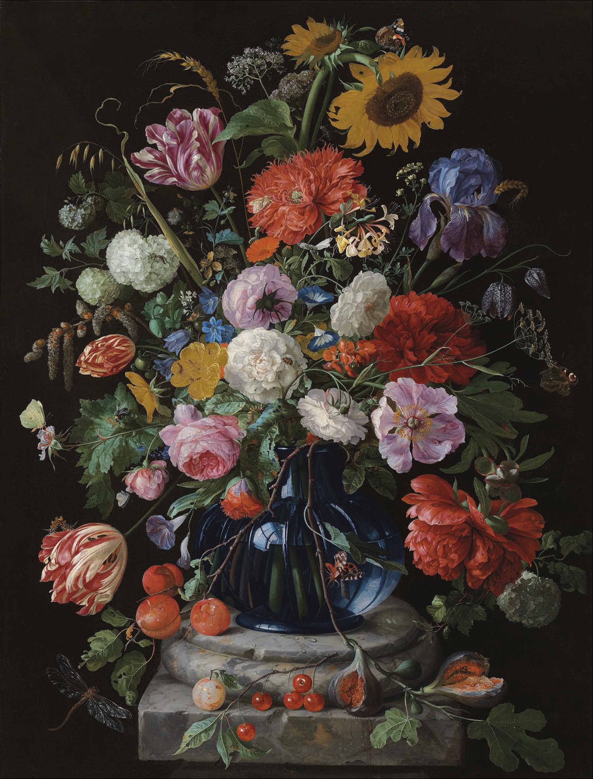 Jan Davidsz. de Heem (Utrecht 16061684 Antwerp) , Tulips, a sunflower