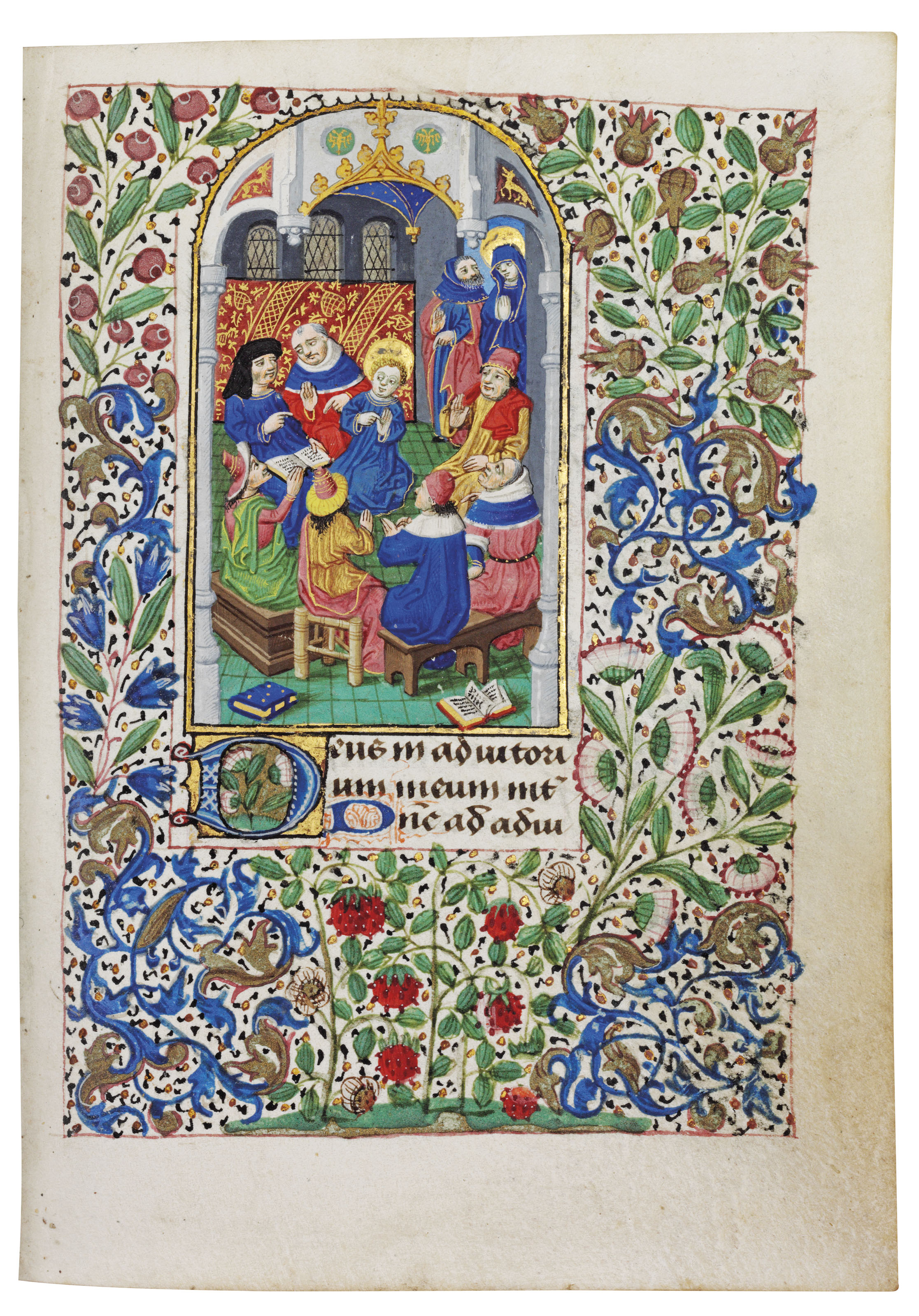 Book Of Hours Use Of Rouen In Latin Illuminated Manuscript On Vellum