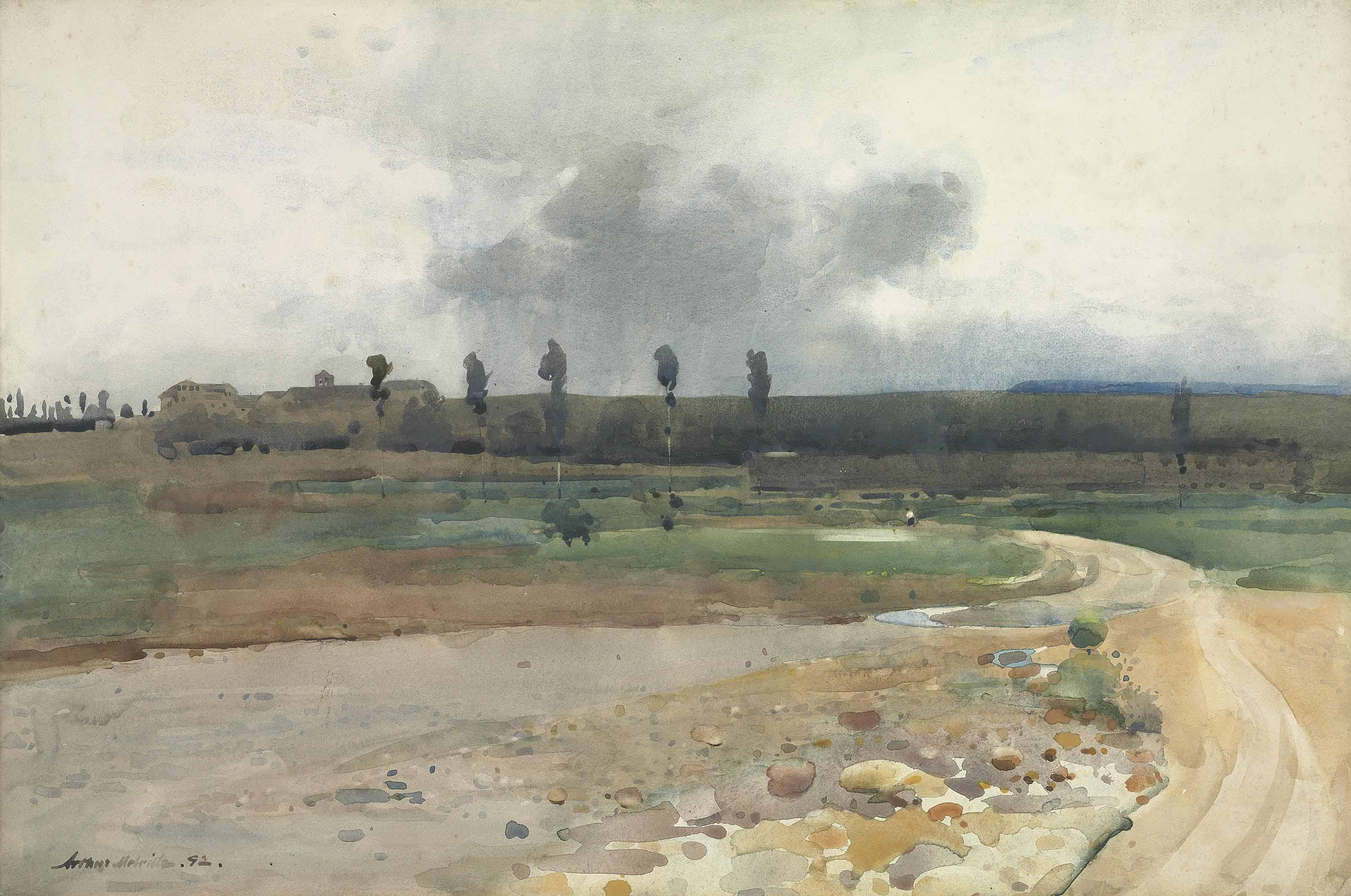 Arthur Melville, R.W.S. (18551904) , The bed of a stream with a farm