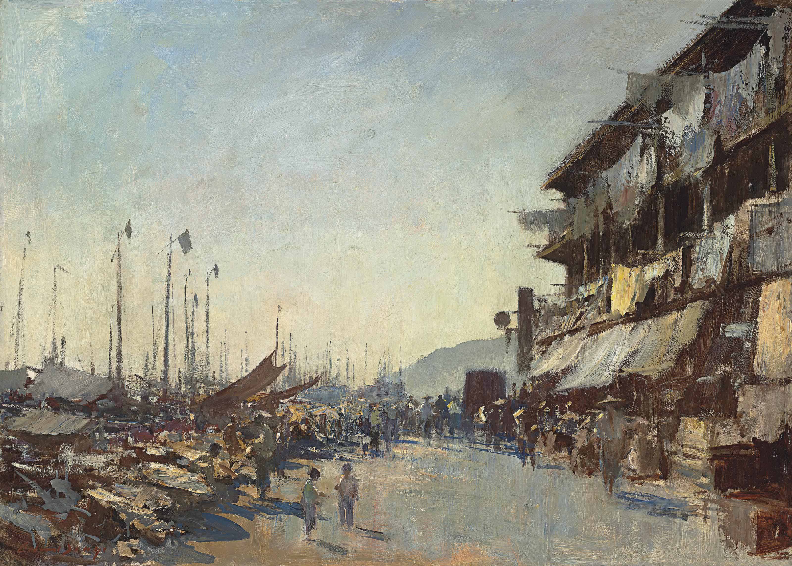 Edward Seago, R.W.S., R.B.A. (19101974) , The Hong Kong Waterfront