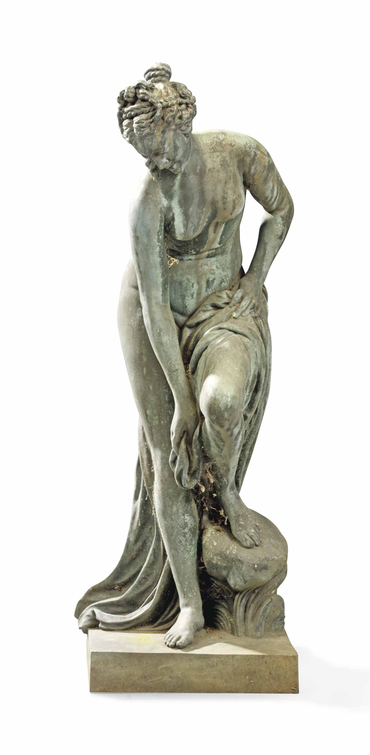 A FRENCH BRONZE FIGURE OF BATHING VENUS , CAST BY ...