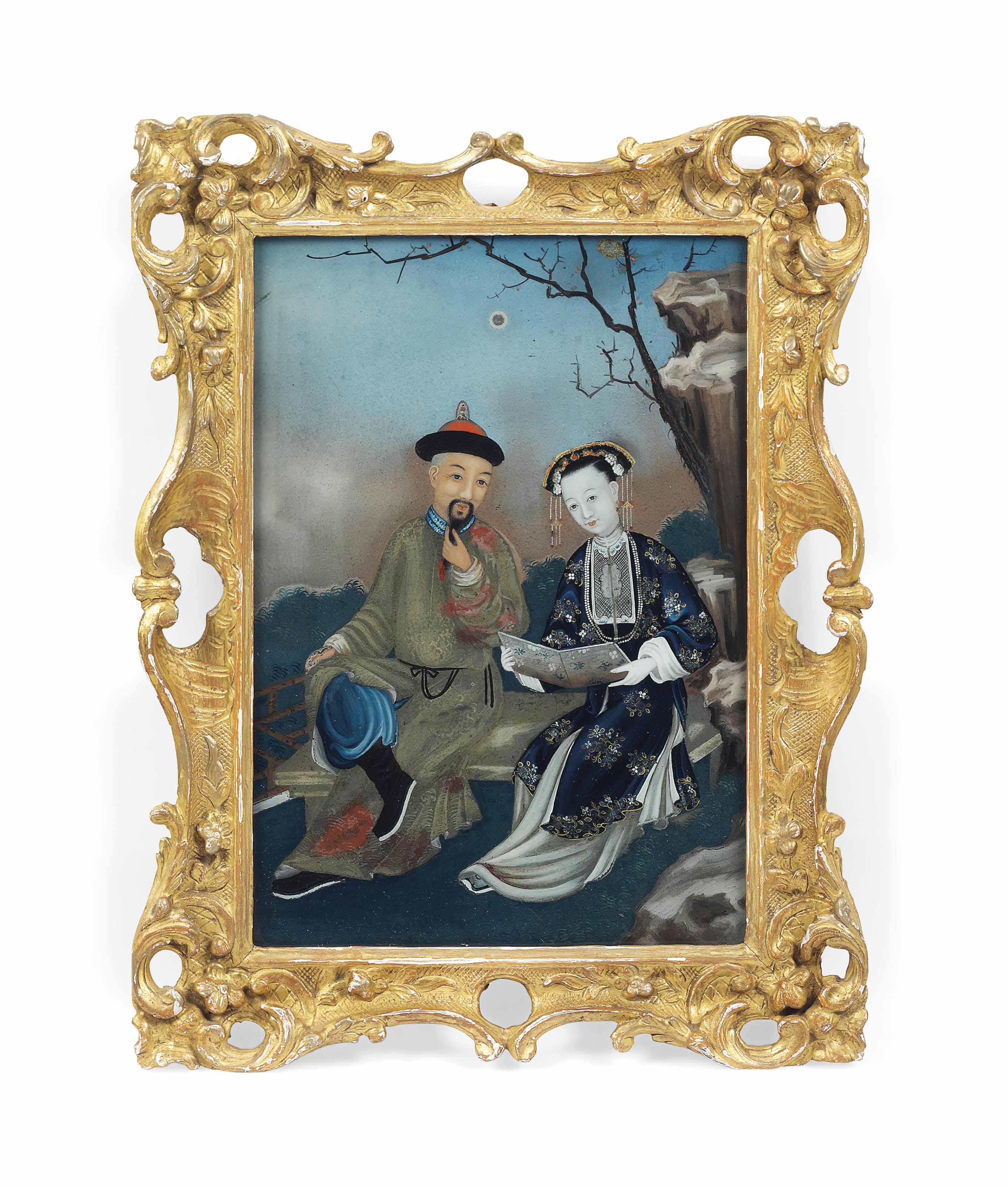 A Chinese Export Reverse Glass Painting Circa 1760 All Other