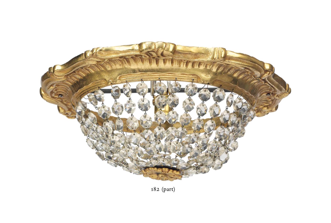 A SET OF THREE CUTGLASS AND ORMOLU CEILING LIGHTS
