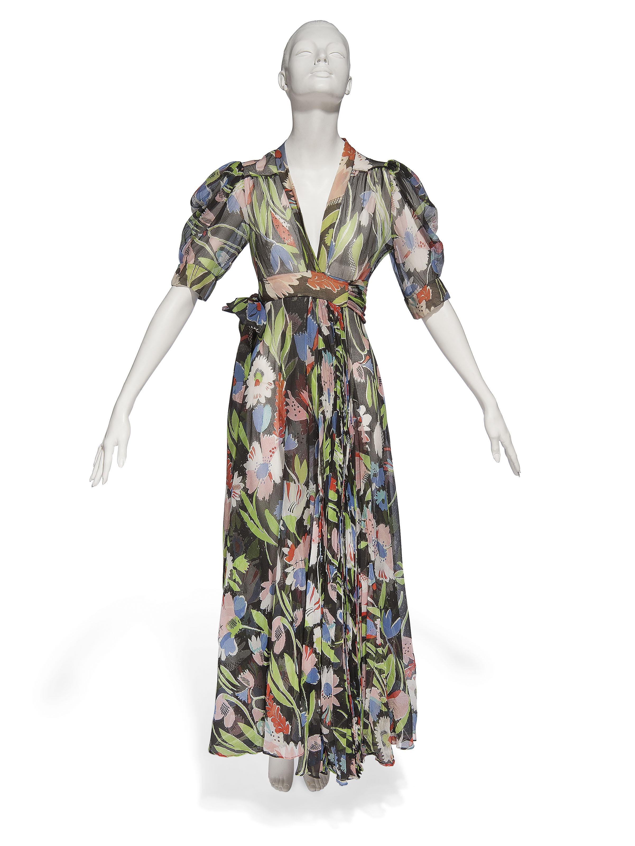 A TULIP PRINTED CHIFFON MAXI GOWN, OSSIE CLARK AND CELIA BIRTWELL