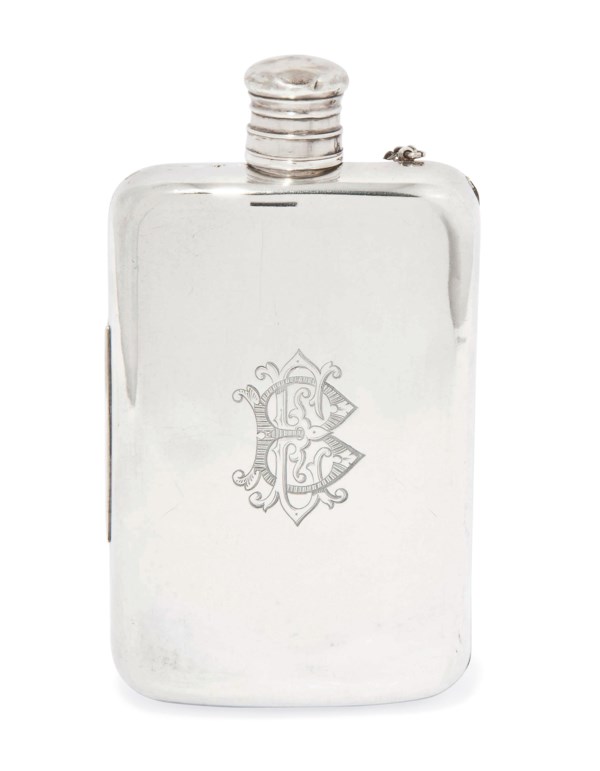 A NOVELTY COMBINED HIPFLASK AND CIGARETTE CASE, THOMAS JOHNSON, LONDON,  1870
