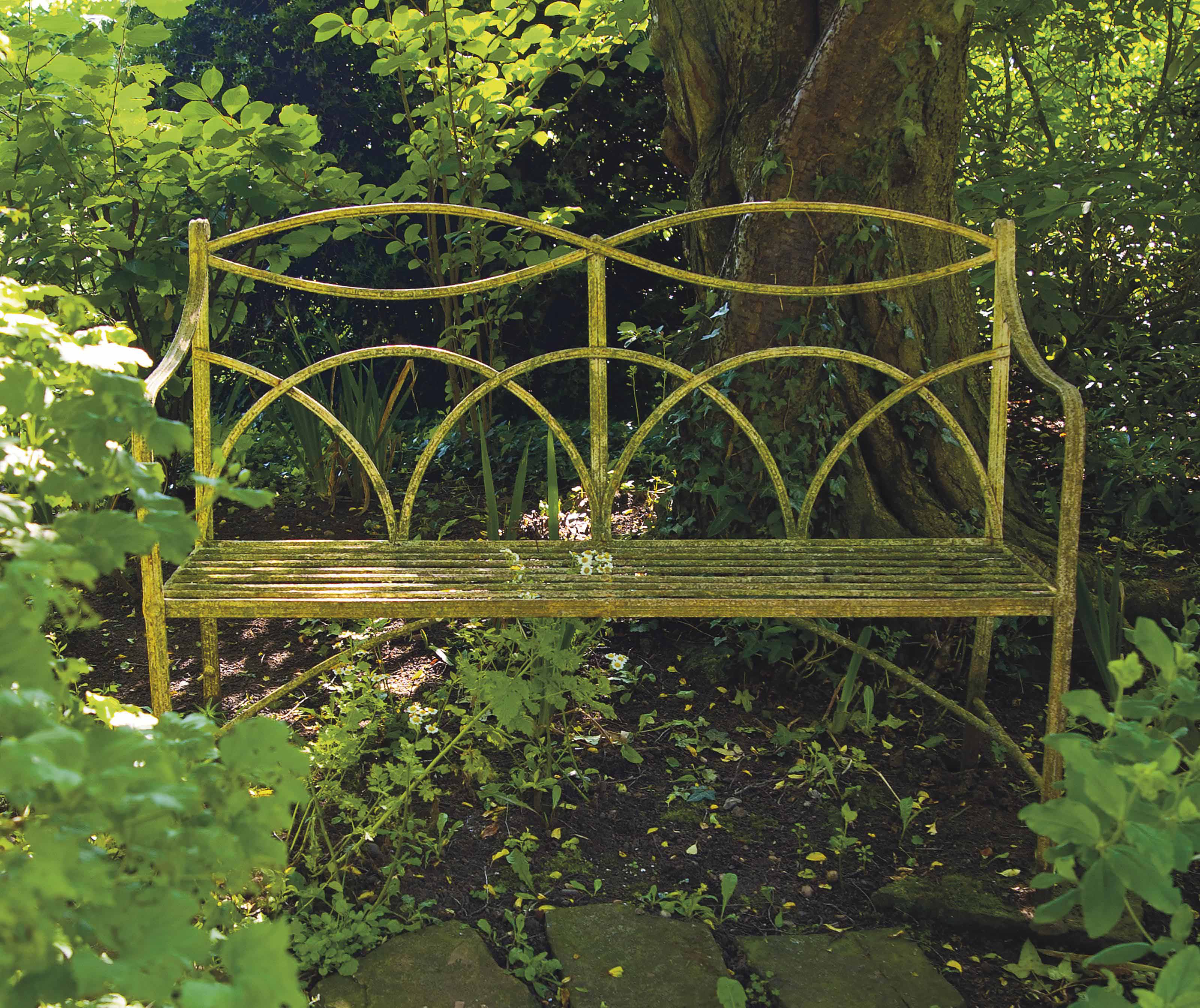 A Painted Wrought Iron Garden Bench 19th Century Bench
