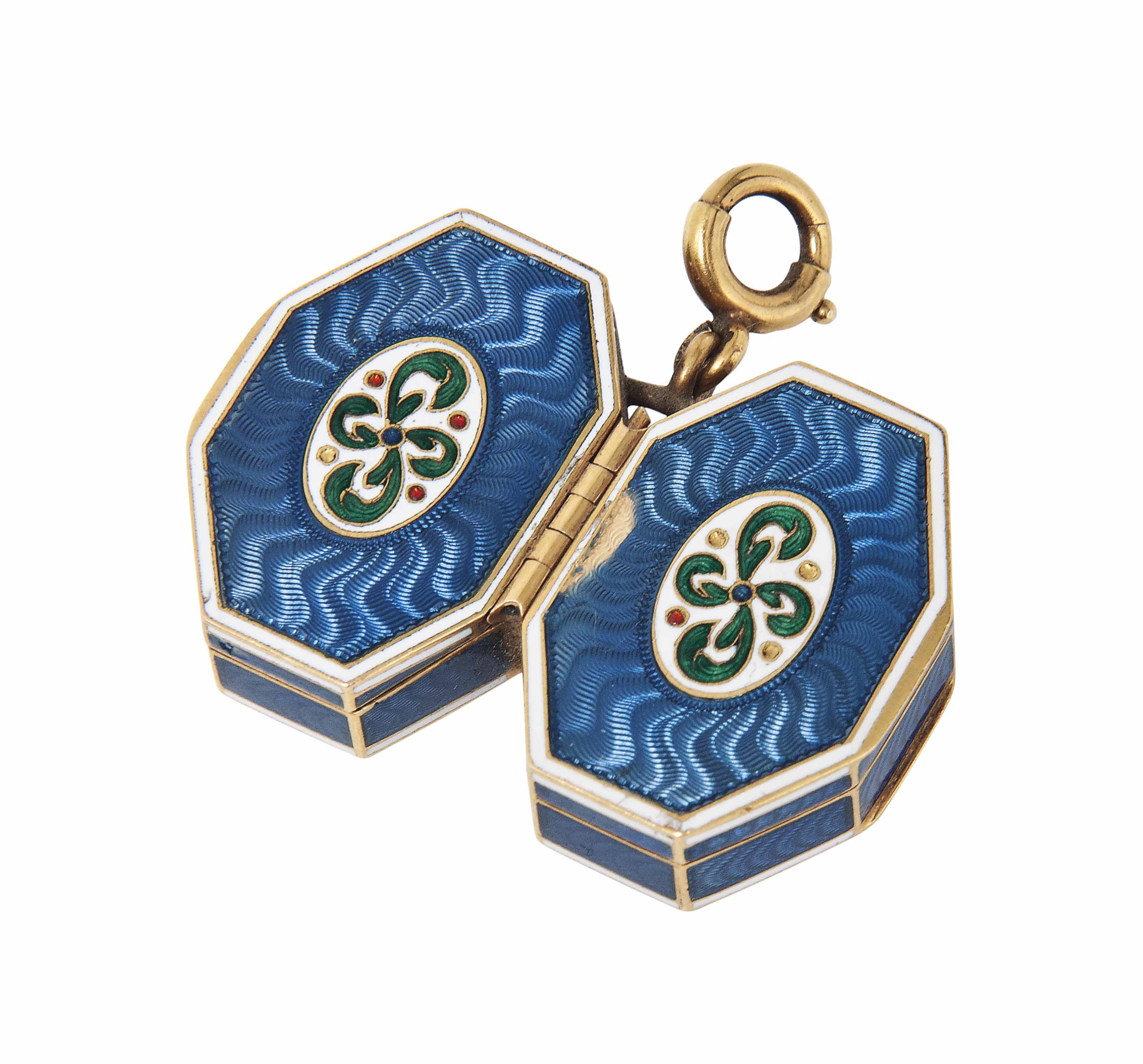 An early 20th century gold  and enamel  pill box by Cartier 