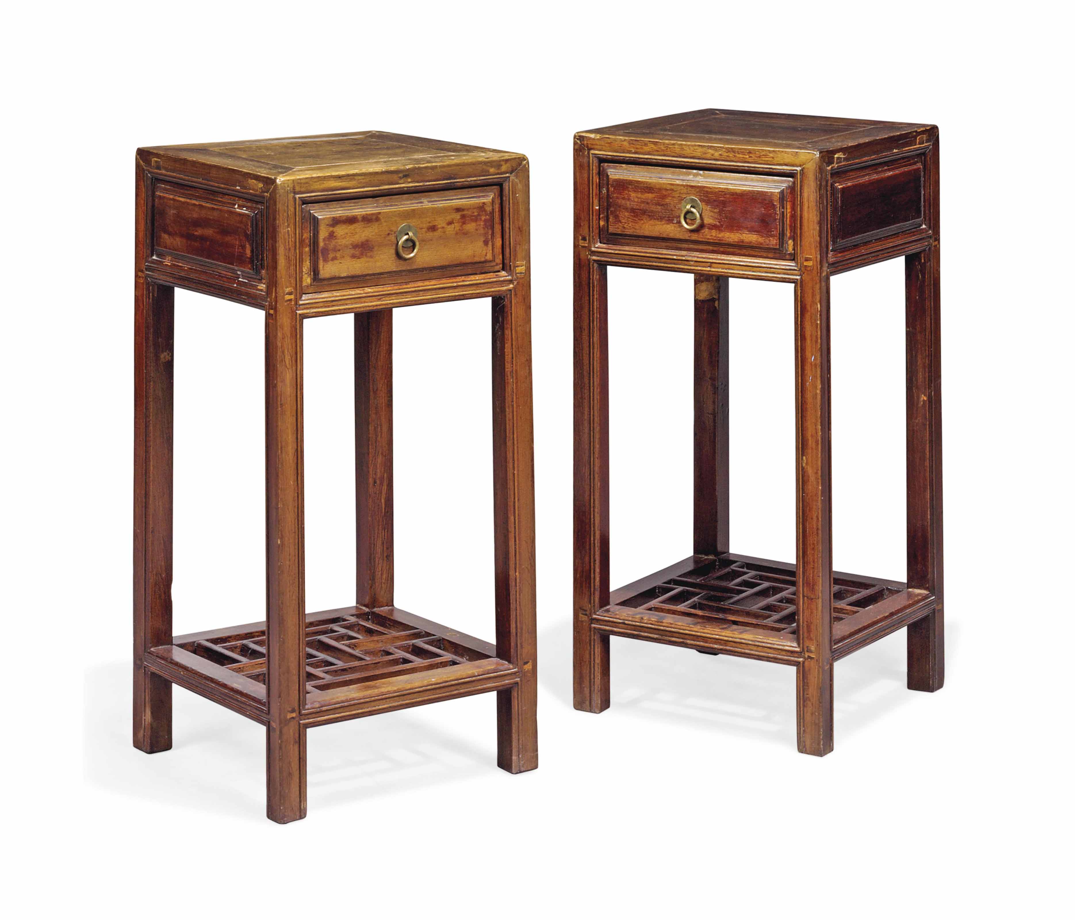 A PAIR OF CHINESE HARDWOOD BEDSIDE TABLES , MID20TH CENTURY Christie's