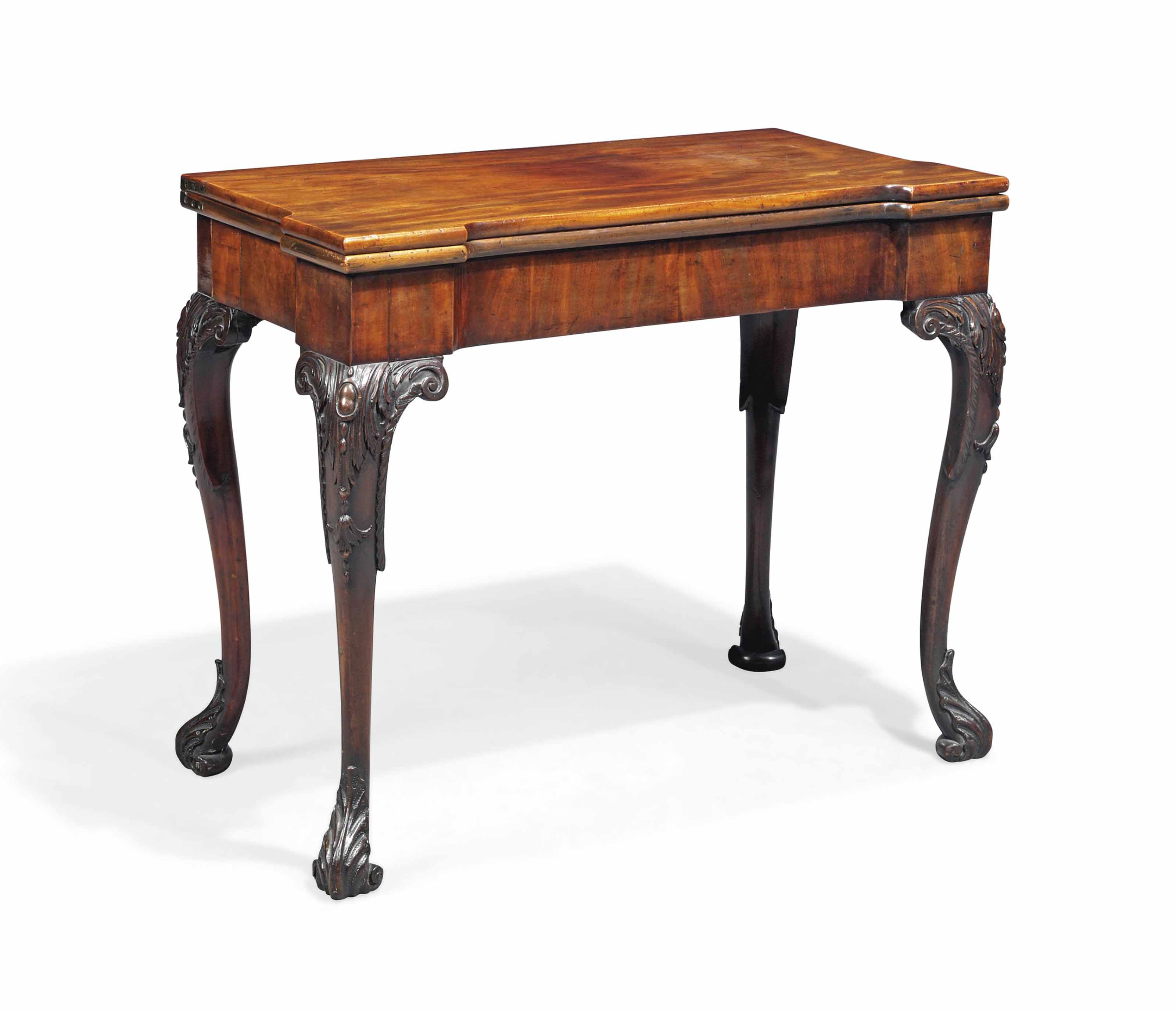 A II MAHOGANY CONCERTINAACTION CARD TABLE , MID18TH CENTURY