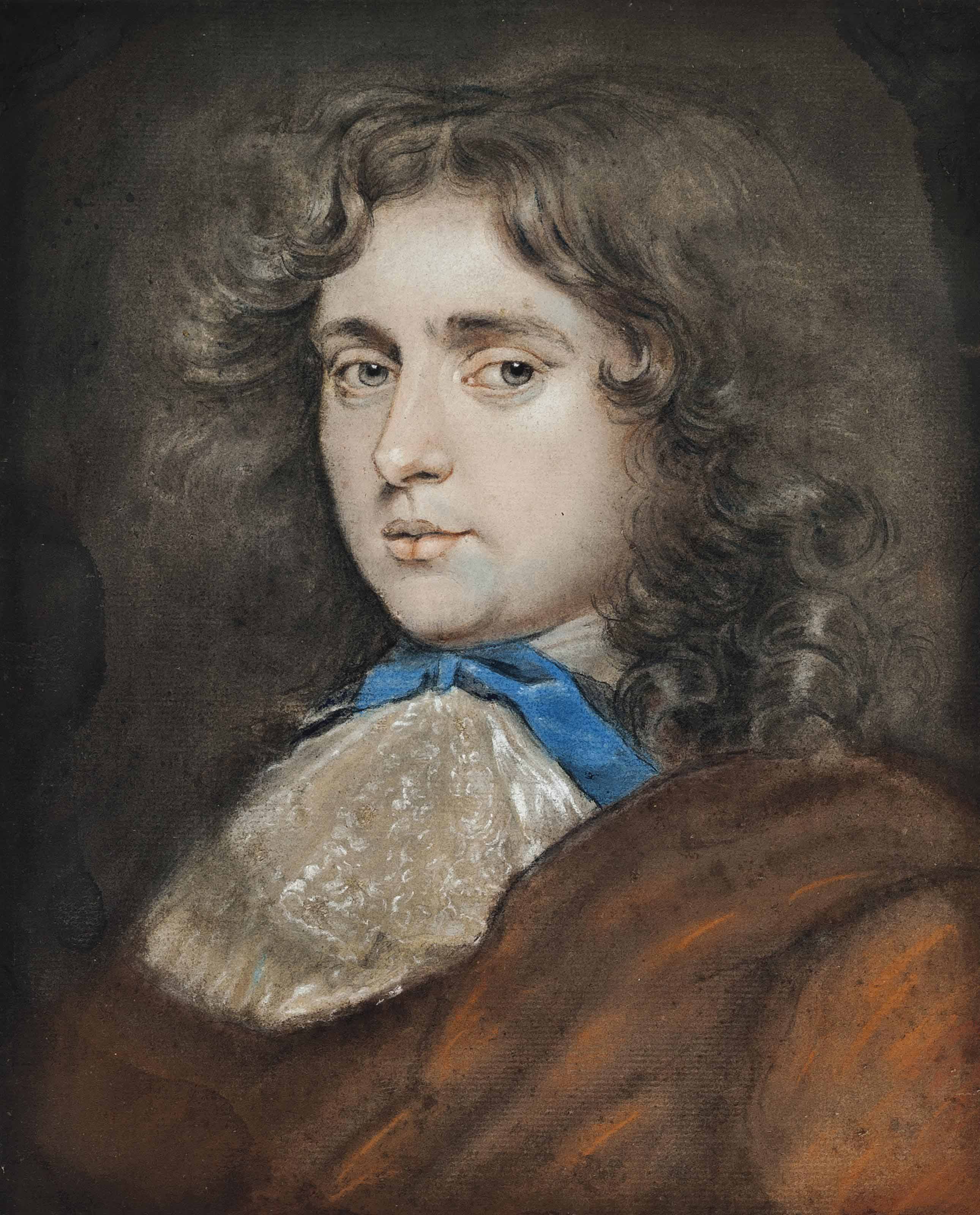 Circle of Edmund Ashfield (fl. 166990) , Portrait of a young man, bustlength, wearing a red