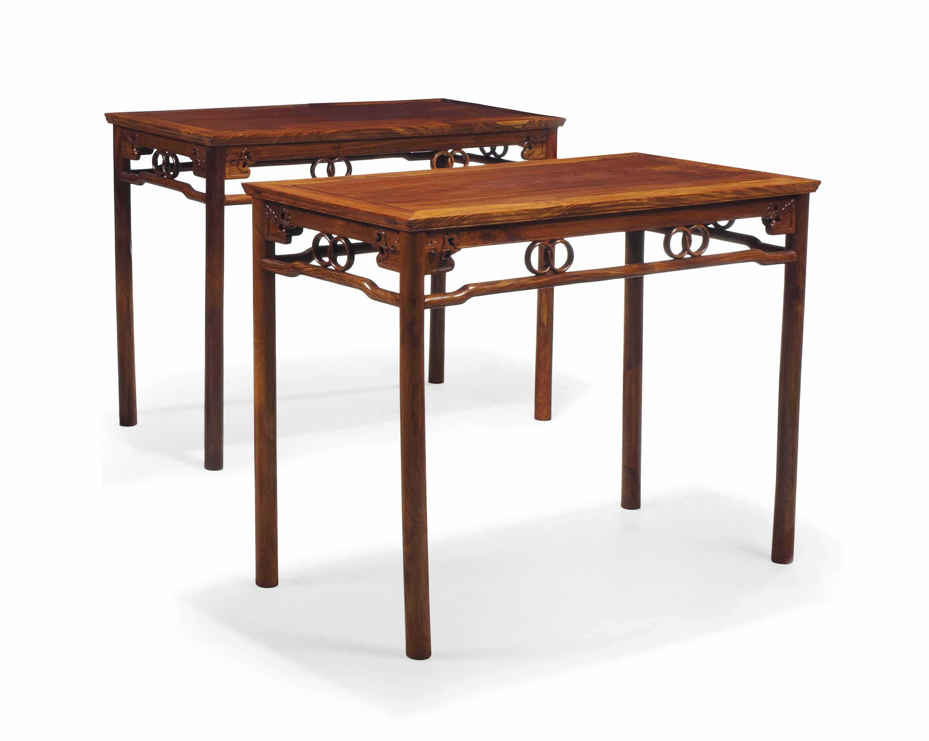 A PAIR OF CHINESE ROSEWOOD SIDE TABLES