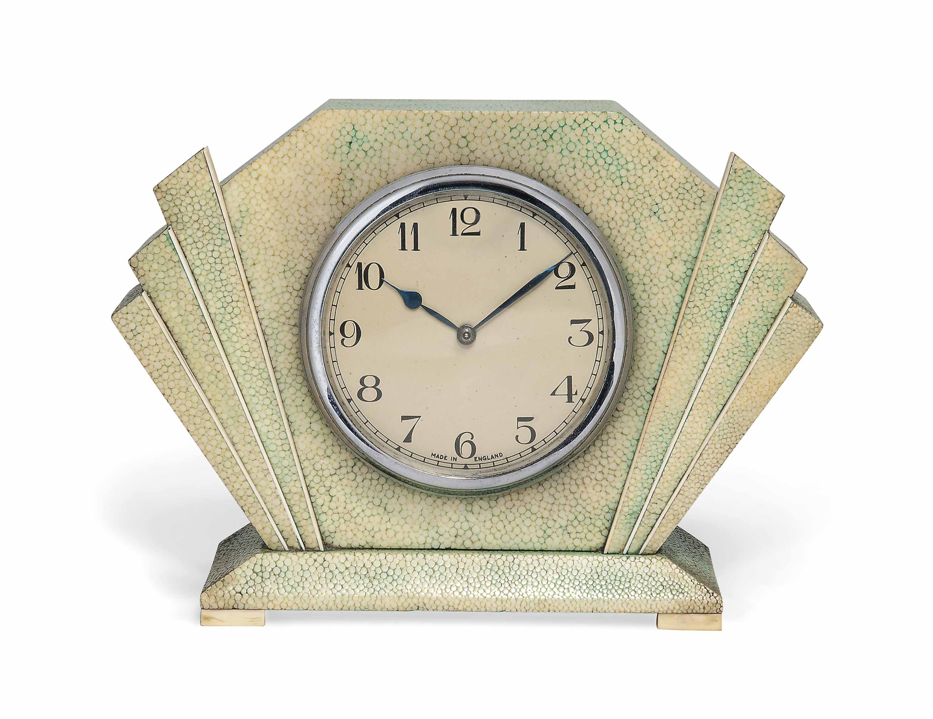 AN ART DECO SHAGREEN AND IVORY DESK CLOCK , CIRCA 1920 ...