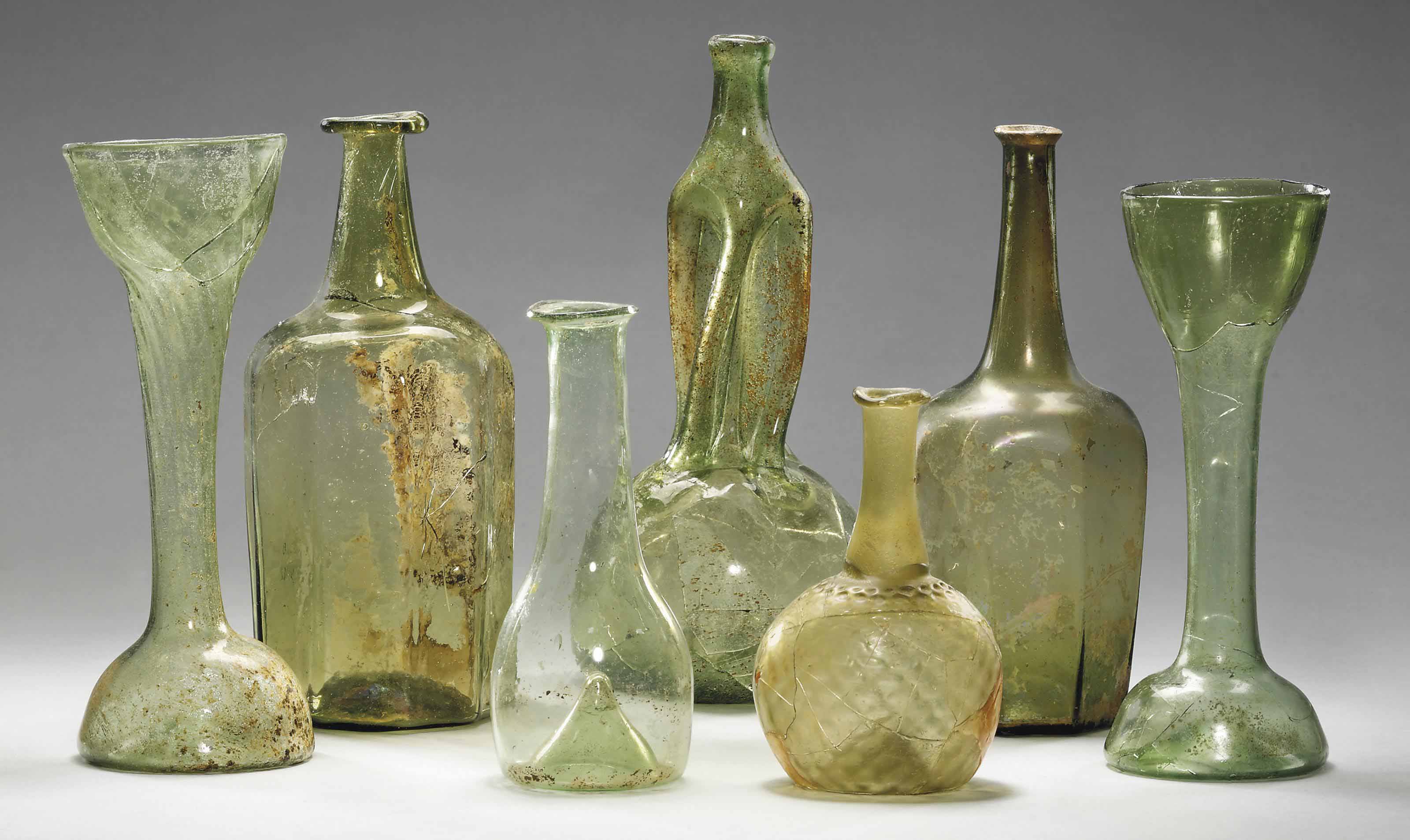 FIVE ITEMS OF LATE MEDIEVAL WALDGLAS , 14THEARLY 16TH CENTURIES