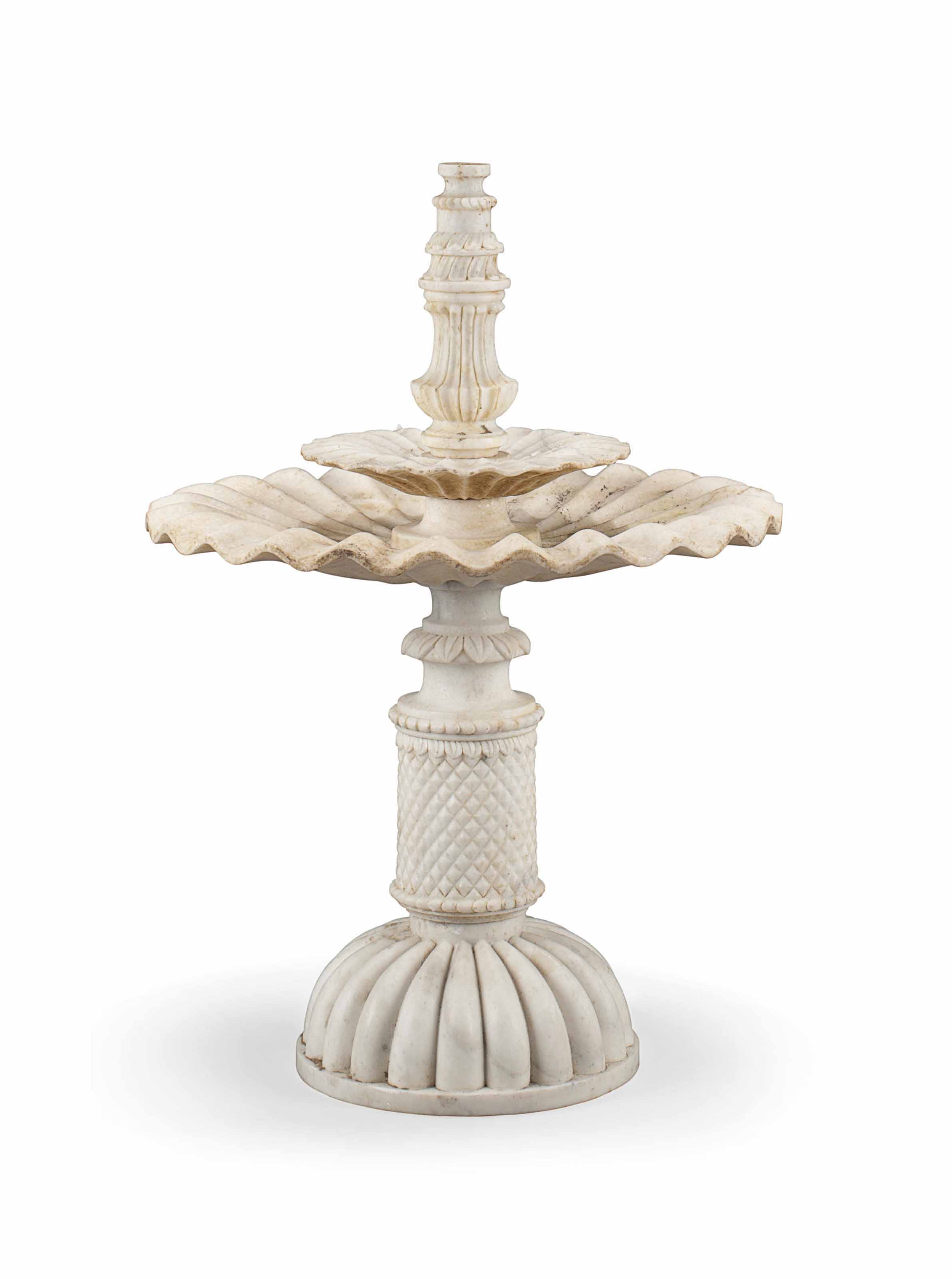 AN INDIAN WHITE-MARBLE SECTIONAL FOUNTAIN