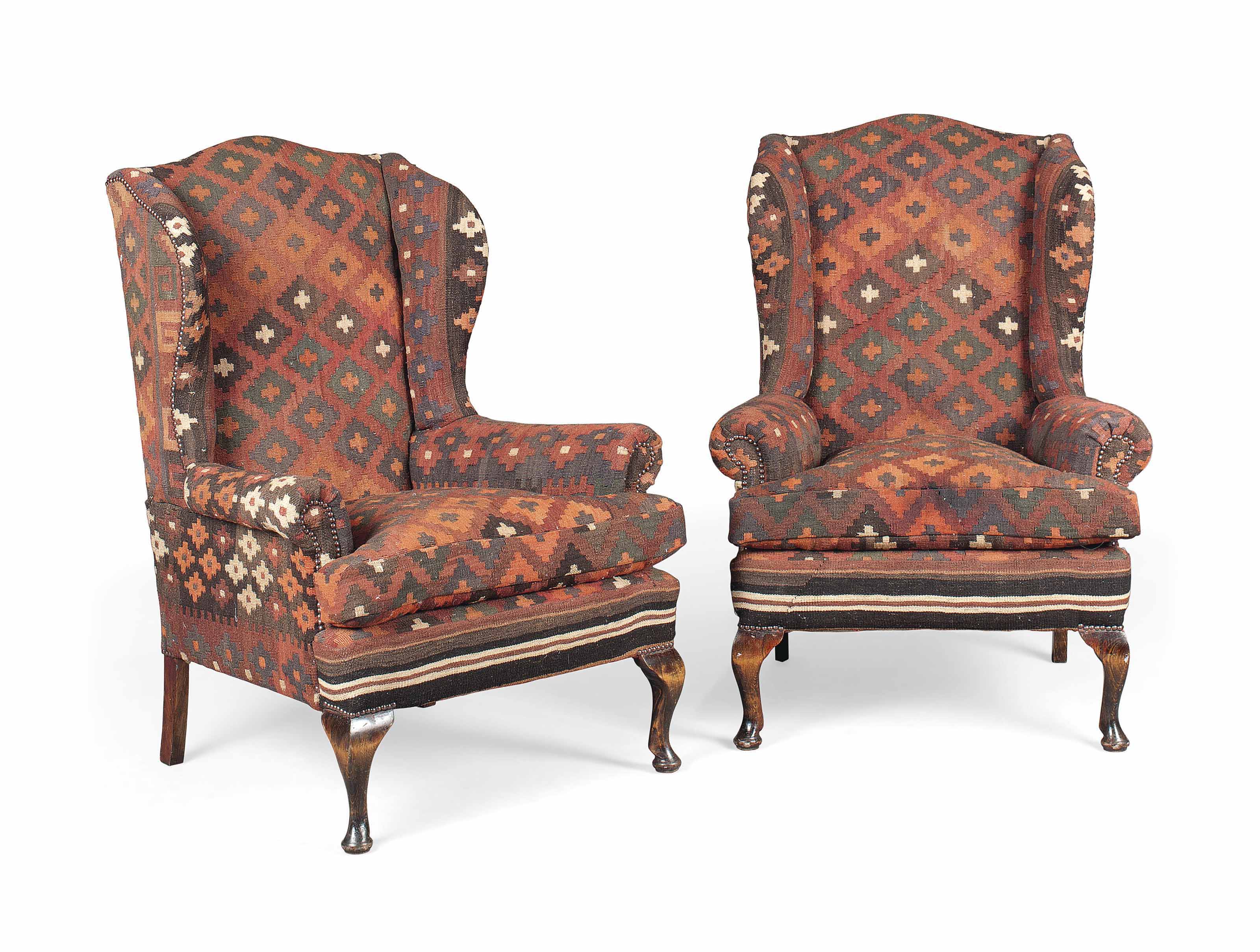 A PAIR OF WING ARMCHAIRS