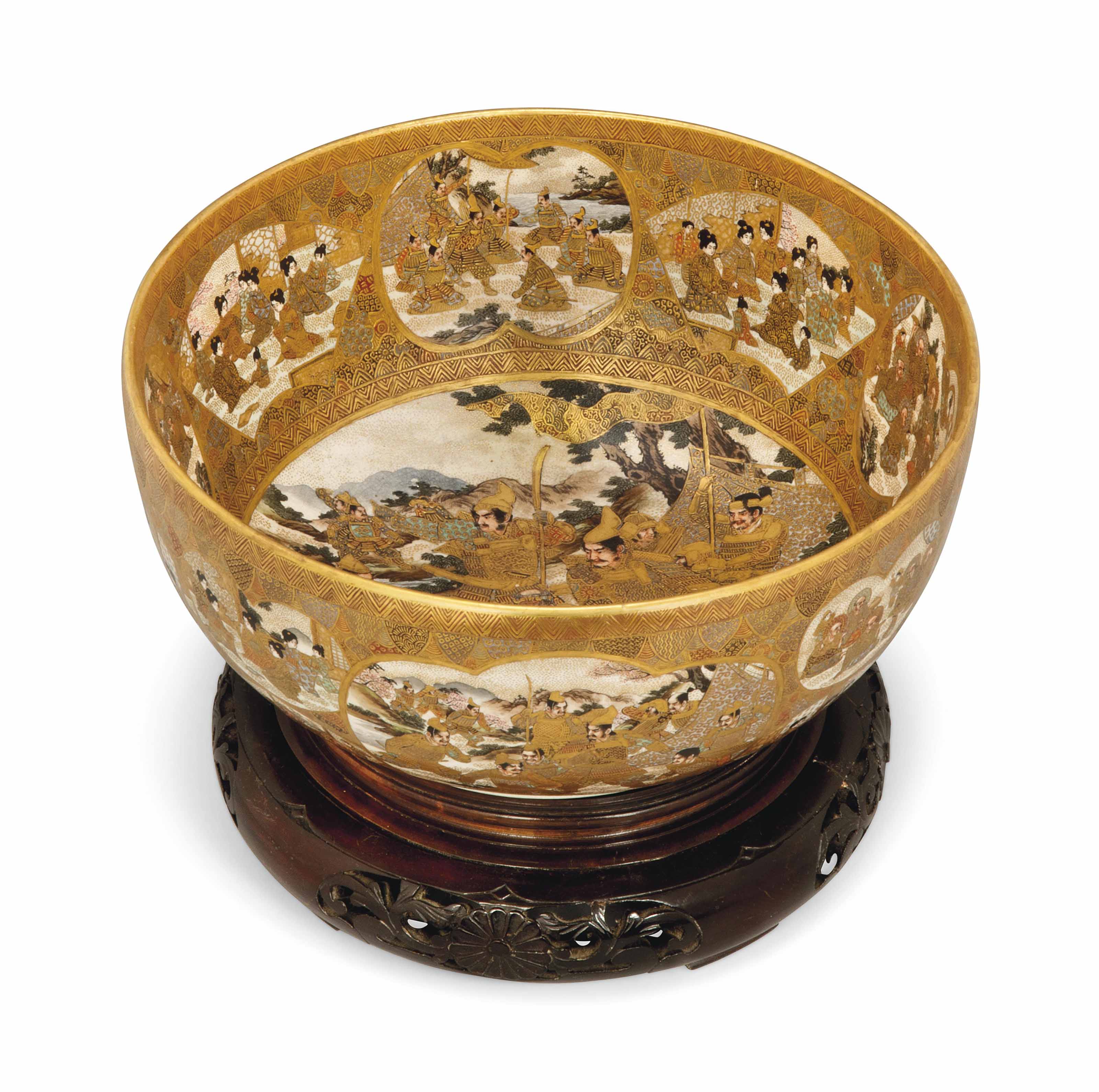 A Japanese Satsuma Bowl , SIGNED DAI NIHON CHOSHUZAN SHOGETSU GA