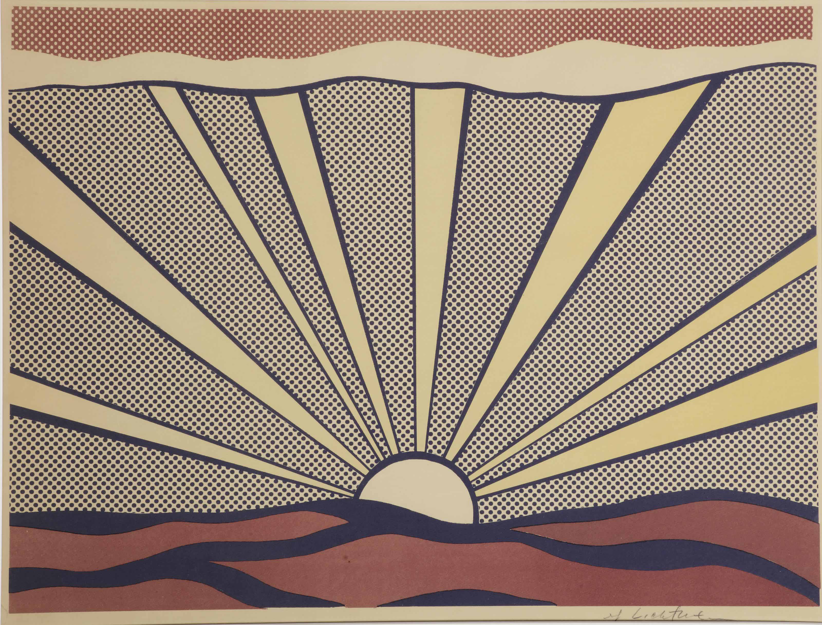 roy lichtenstein figures with sunset