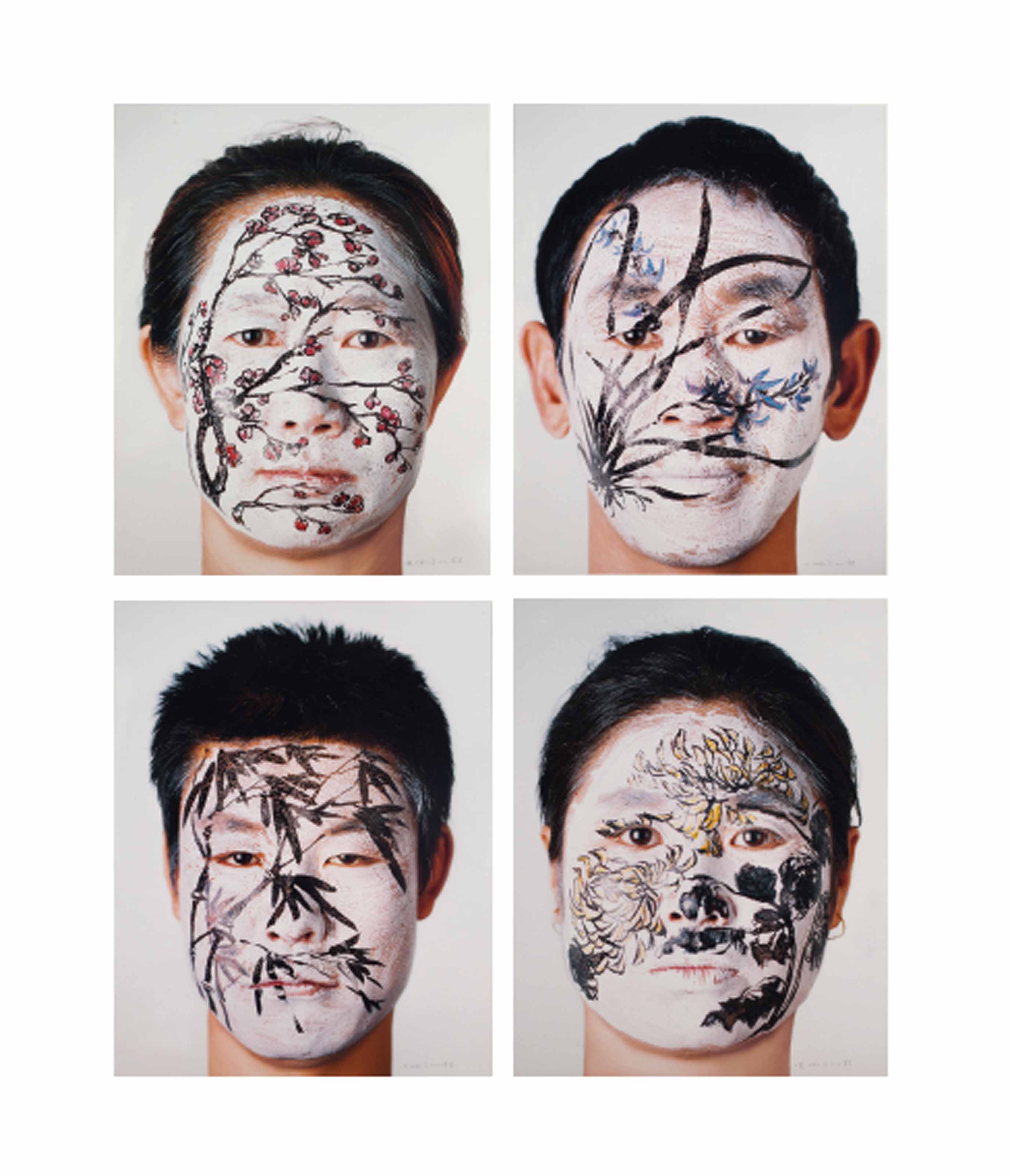 Huang Yan B 1966 Face Painting Plum Orchid Bamboo And Chrysanthemum Photographs China Christie S