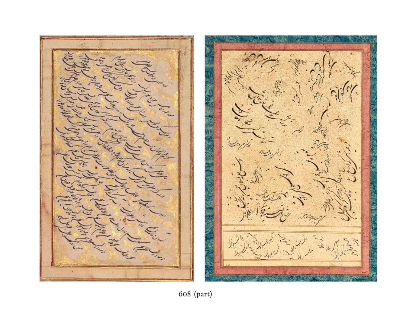 A COLLECTION OF SIX CALLIGRAPHIC PANELS IN SHIKASTEH SCRIPT