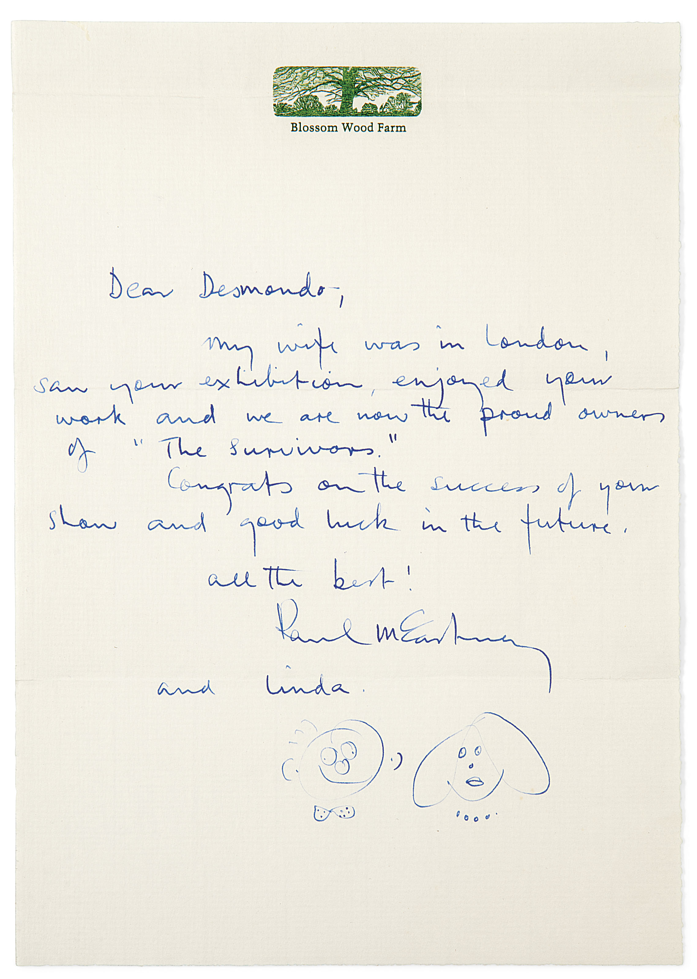 Paul McCartney, A handwritten letter Christie’s