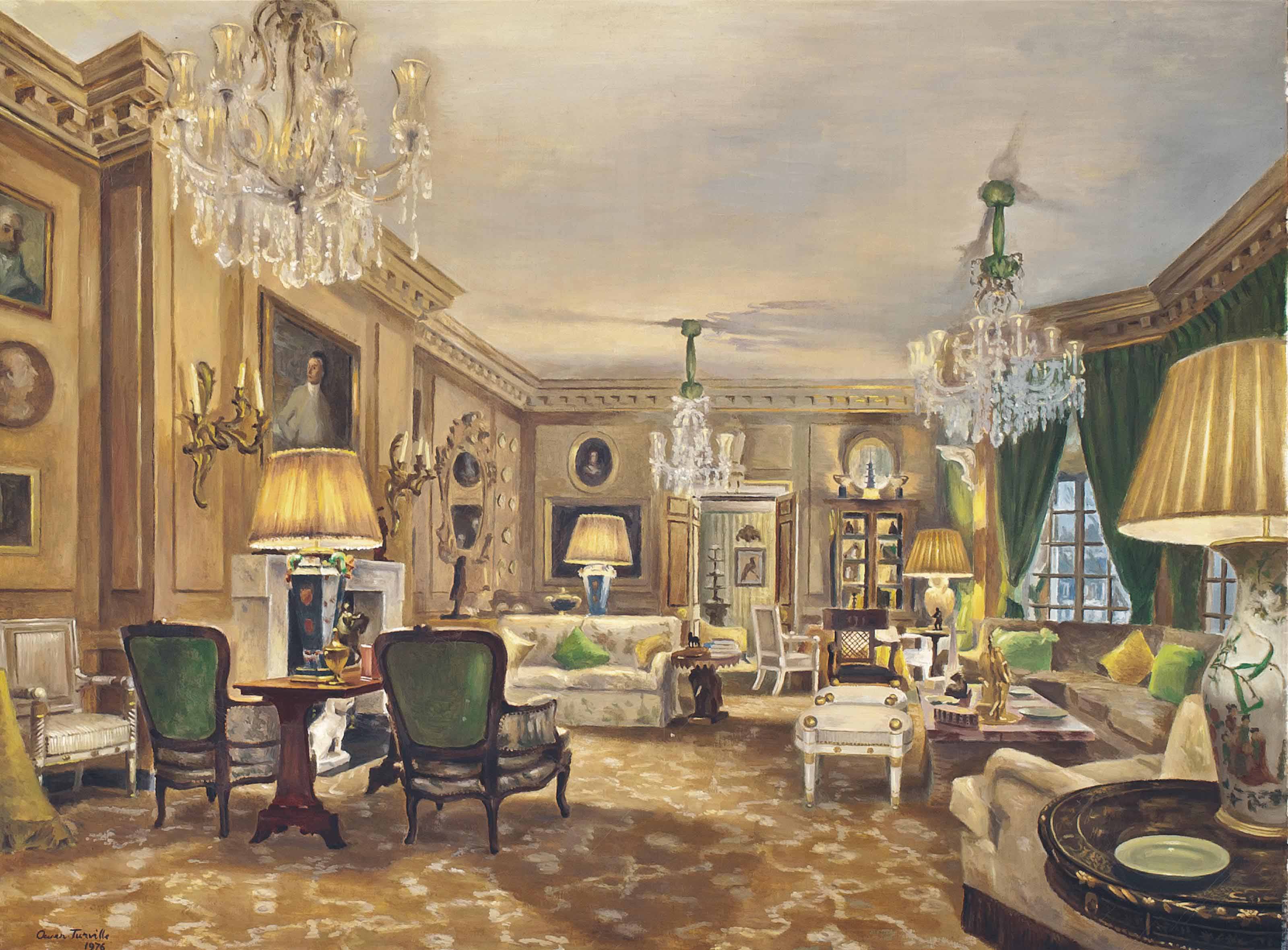 Owen Turville 20th Century The drawing  room  at Eaton 