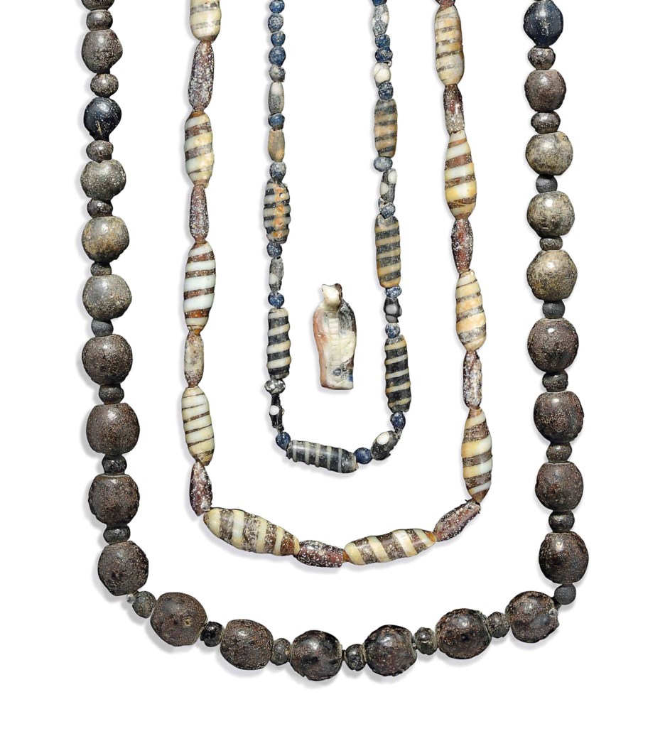 THREE EGYPTIAN GLASS BEAD NECKLACES , NEW KINGDOM, DYNASTY XVIII, AMARNA PERIOD, REIGN OF