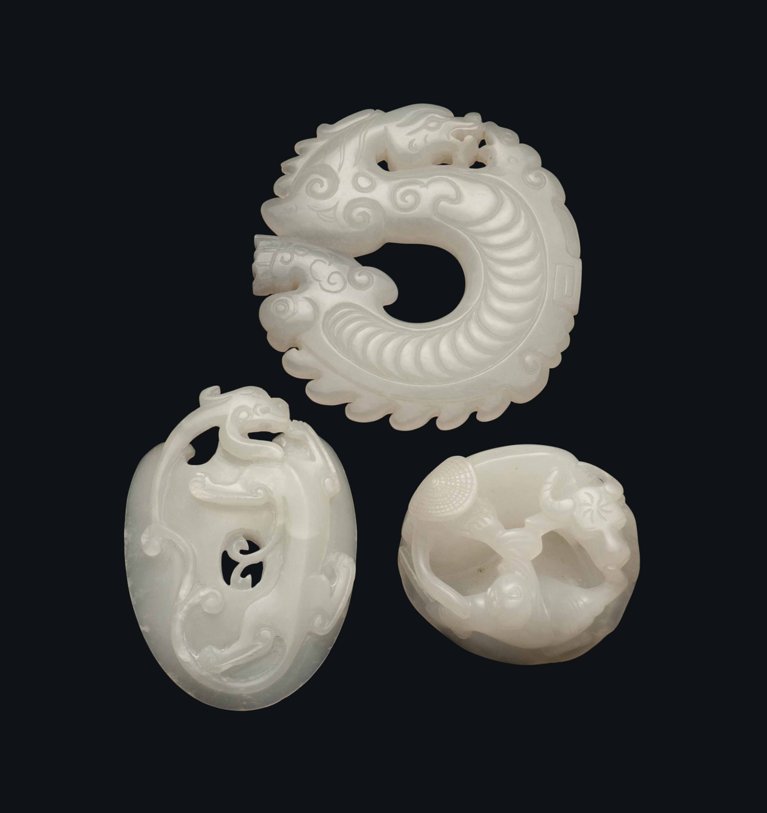 THREE CHINESE WHITE JADE CARVINGS , MING DYNASTY (13681644) AND LATER Christie's