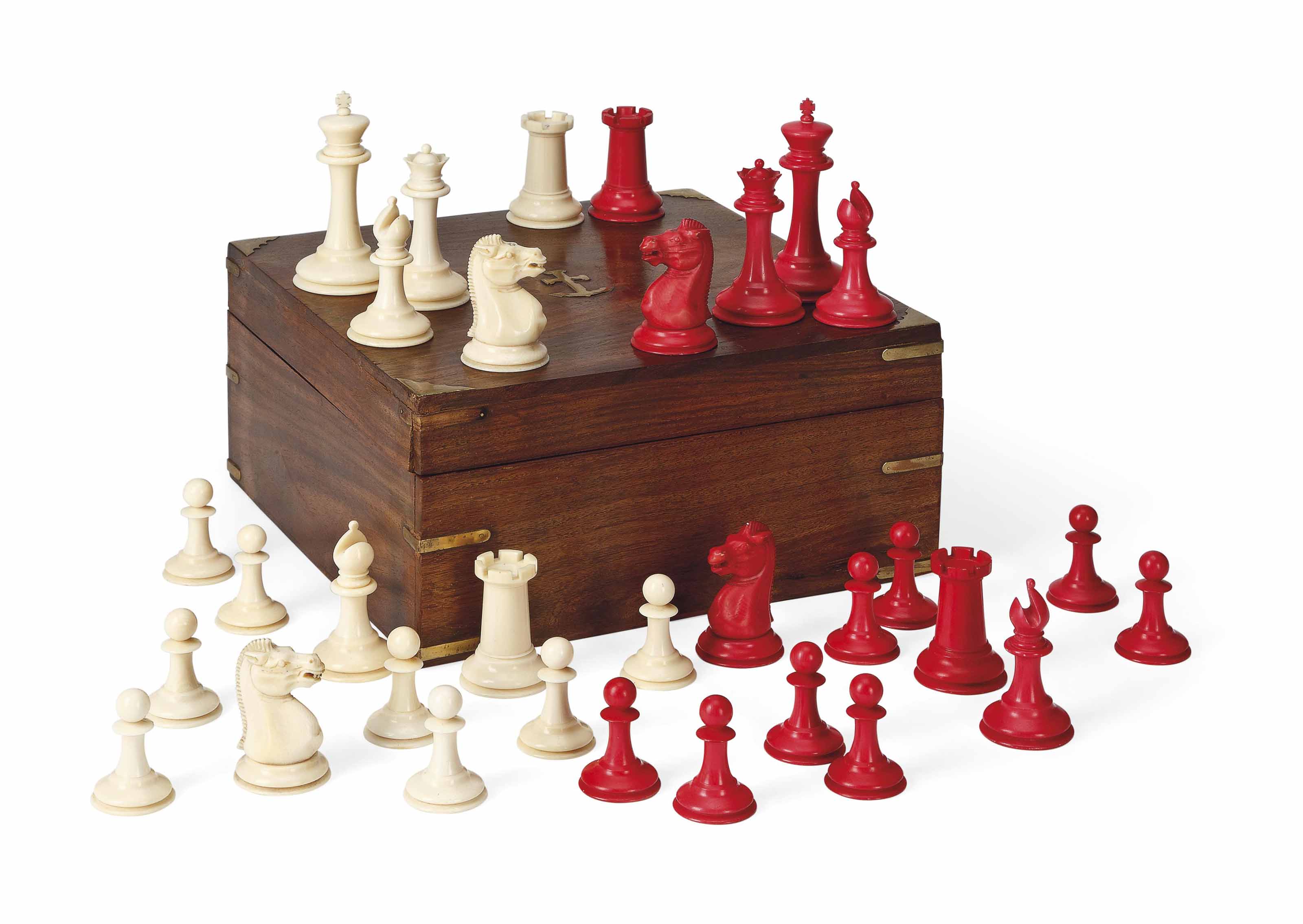 A VICTORIAN IVORY 'STAUNTON' PATTERN CHESS SET , BY JAQUES, LONDON, MID