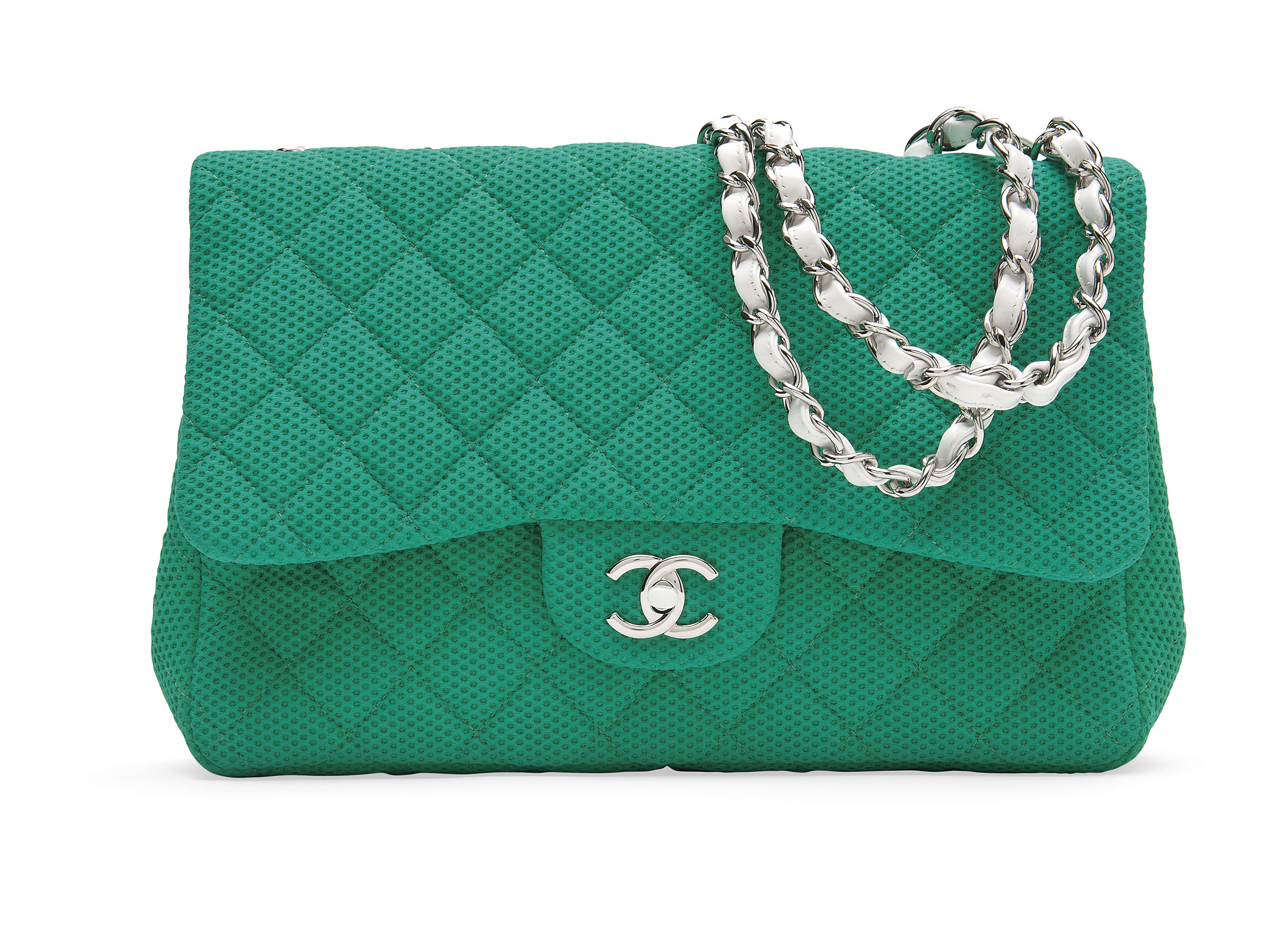 Chanel Limited Edition Green Iridescent Mini Rectangular Top Handle Fl   Its A Luv Story