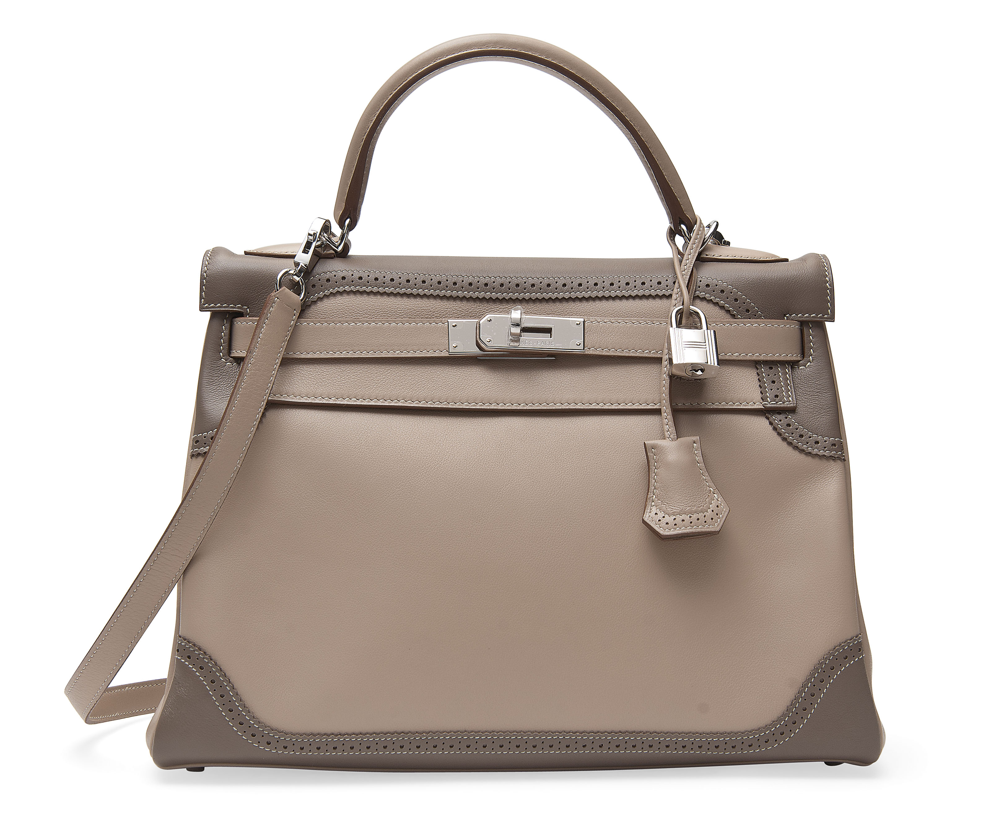 A BI COLOUR ETOUPE AND ARGILE LEATHER KELLY GHILLIES BAG HERMES 2012 Christie s