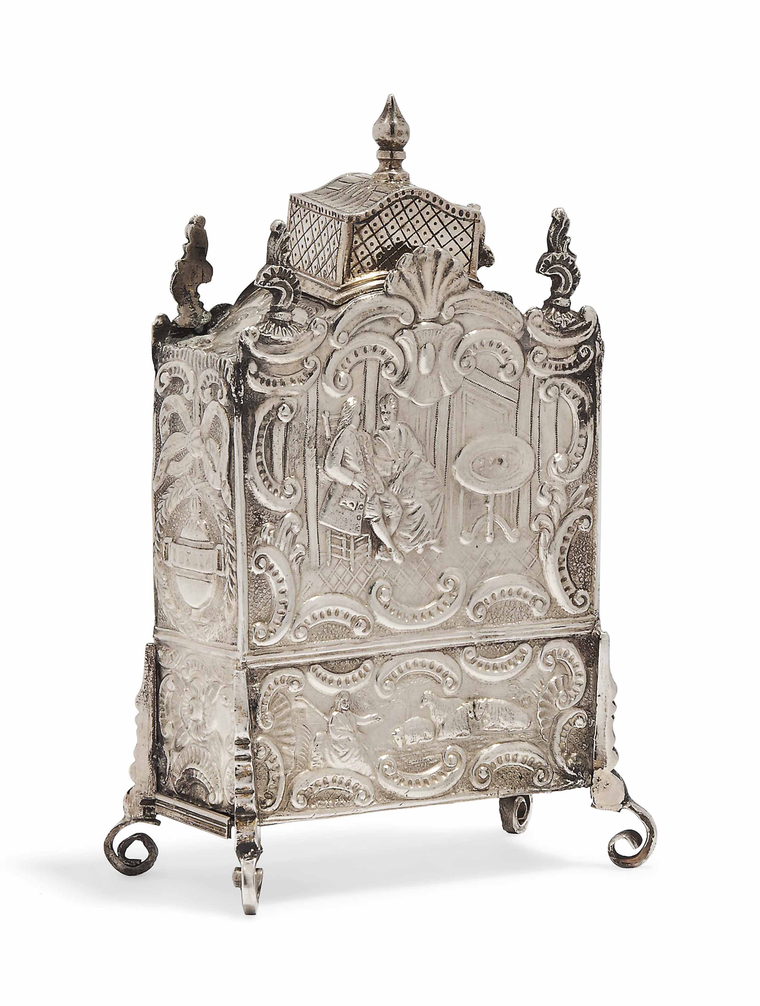 A Dutch Silver Tea Caddy In The Form Of An Armoire 1881 Tea