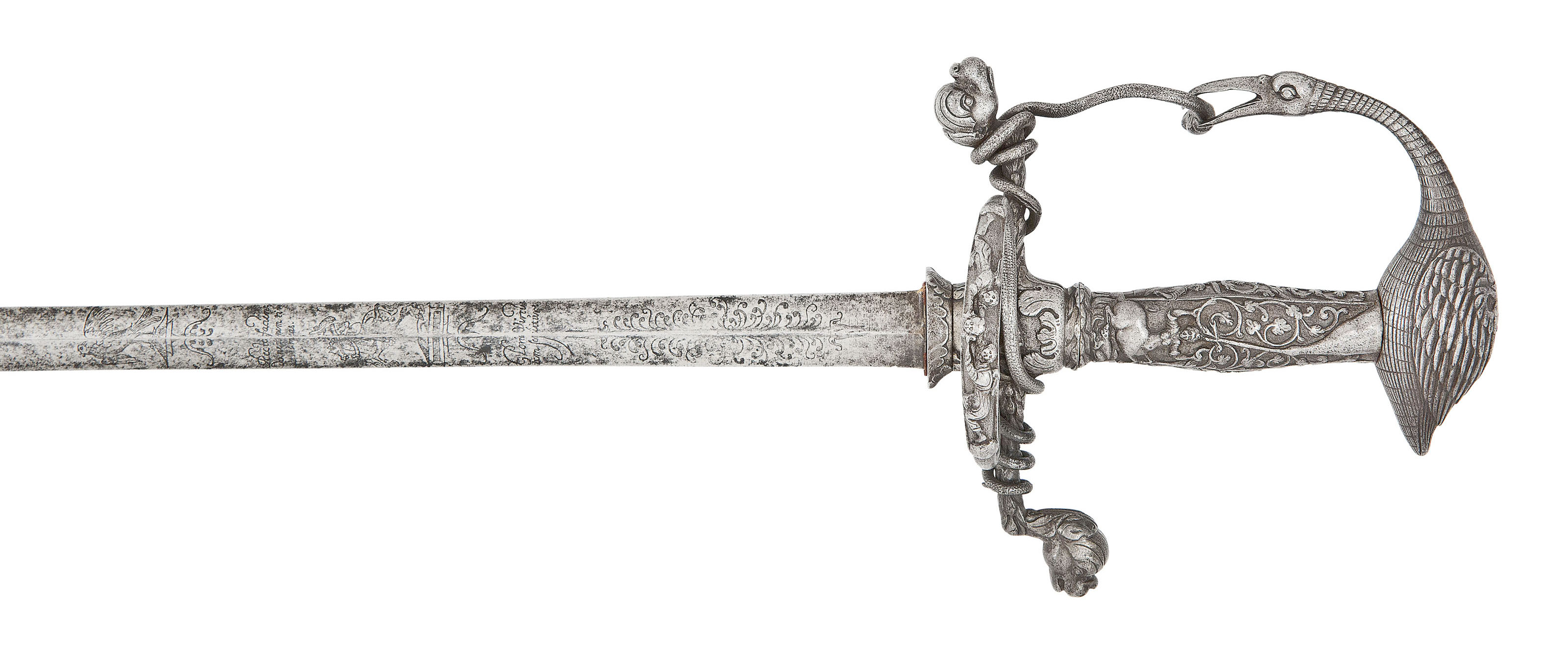 A Composite Rapier With Ornate Chiselled Hilt The Blade 18th