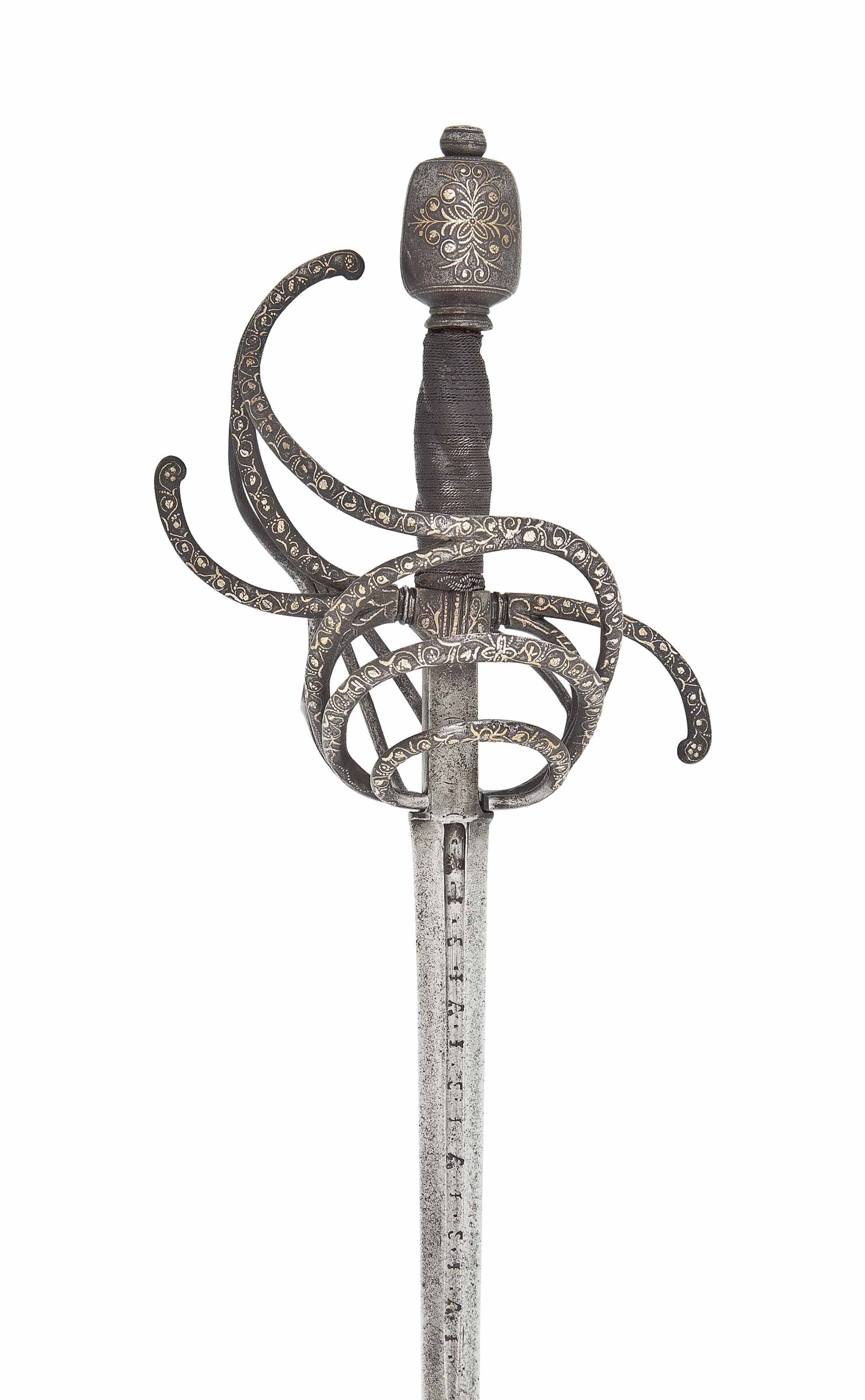 A German Swept Hilt Rapier With Silver Inlaid Hilt Late 16th